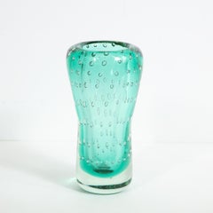 Vase en mousse de mer translucide soufflée à la main de Murano, moderne du milieu du siècle dernier, avec murines transparentes