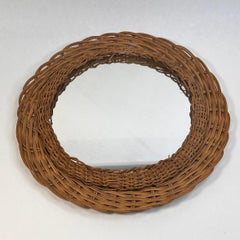 Mid-Century Modern Handcrafted Braided Rattan Mirror, Germany, 1960s