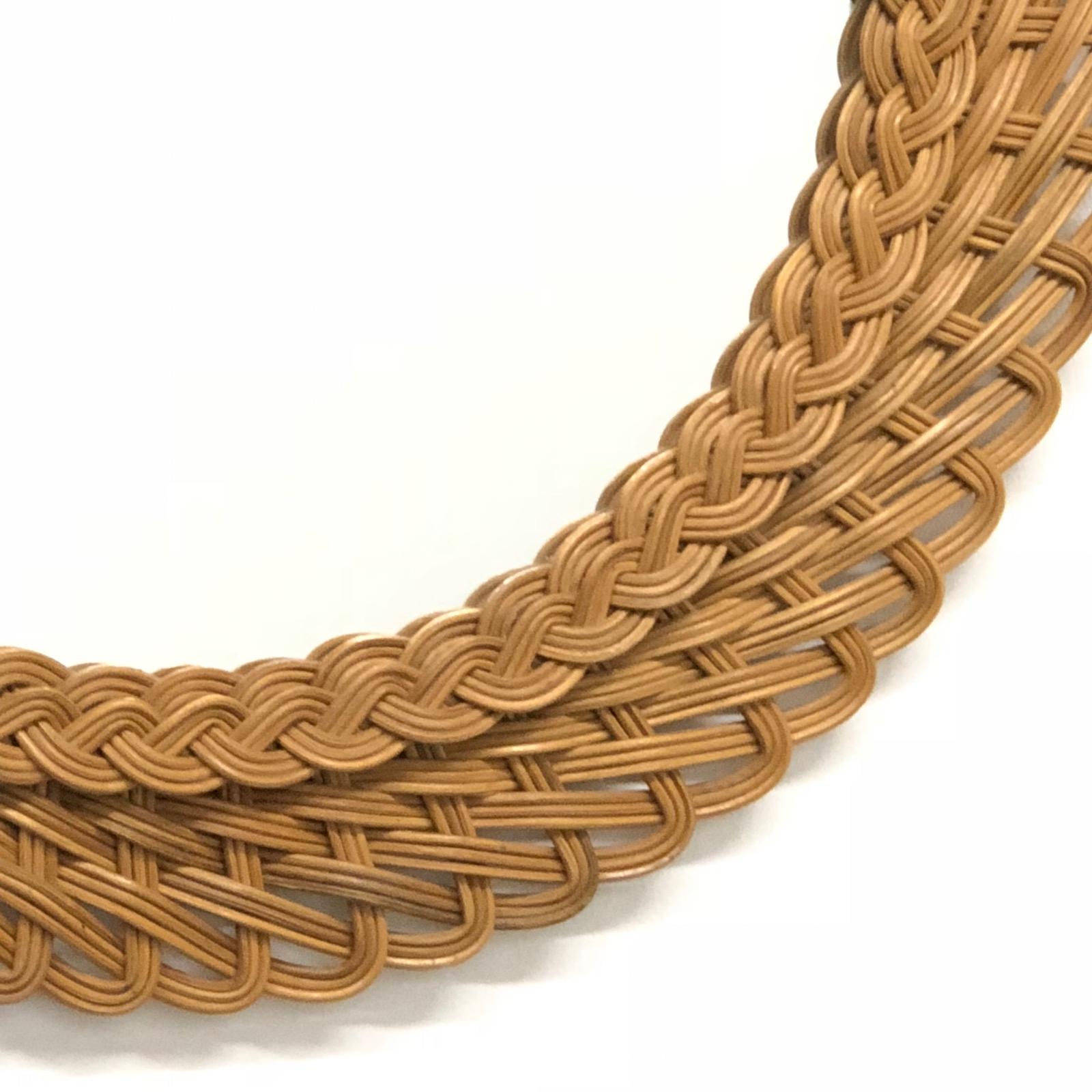 Hand-Crafted Mid-Century Modern Handcrafted Braided Rattan Mirror, Germany, 1960s
