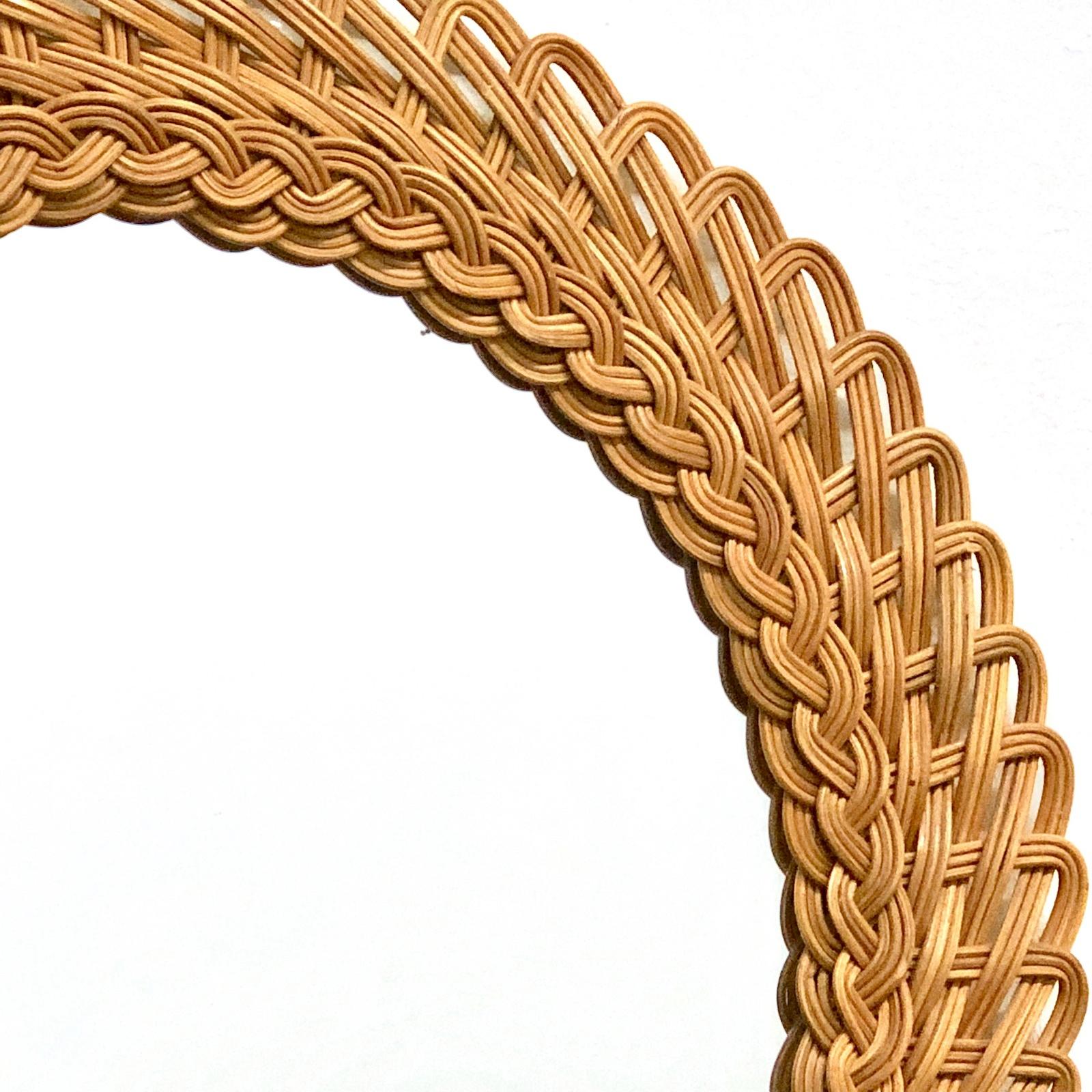 Mid-Century Modern Handcrafted Braided Rattan Mirror, Germany, 1960s In Good Condition In Nuernberg, DE