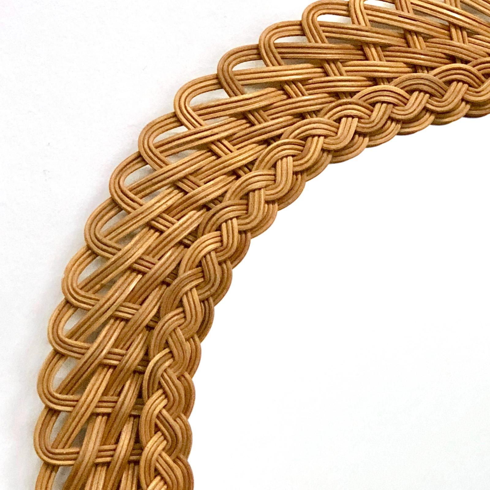 Mid-20th Century Mid-Century Modern Handcrafted Braided Rattan Mirror, Germany, 1960s