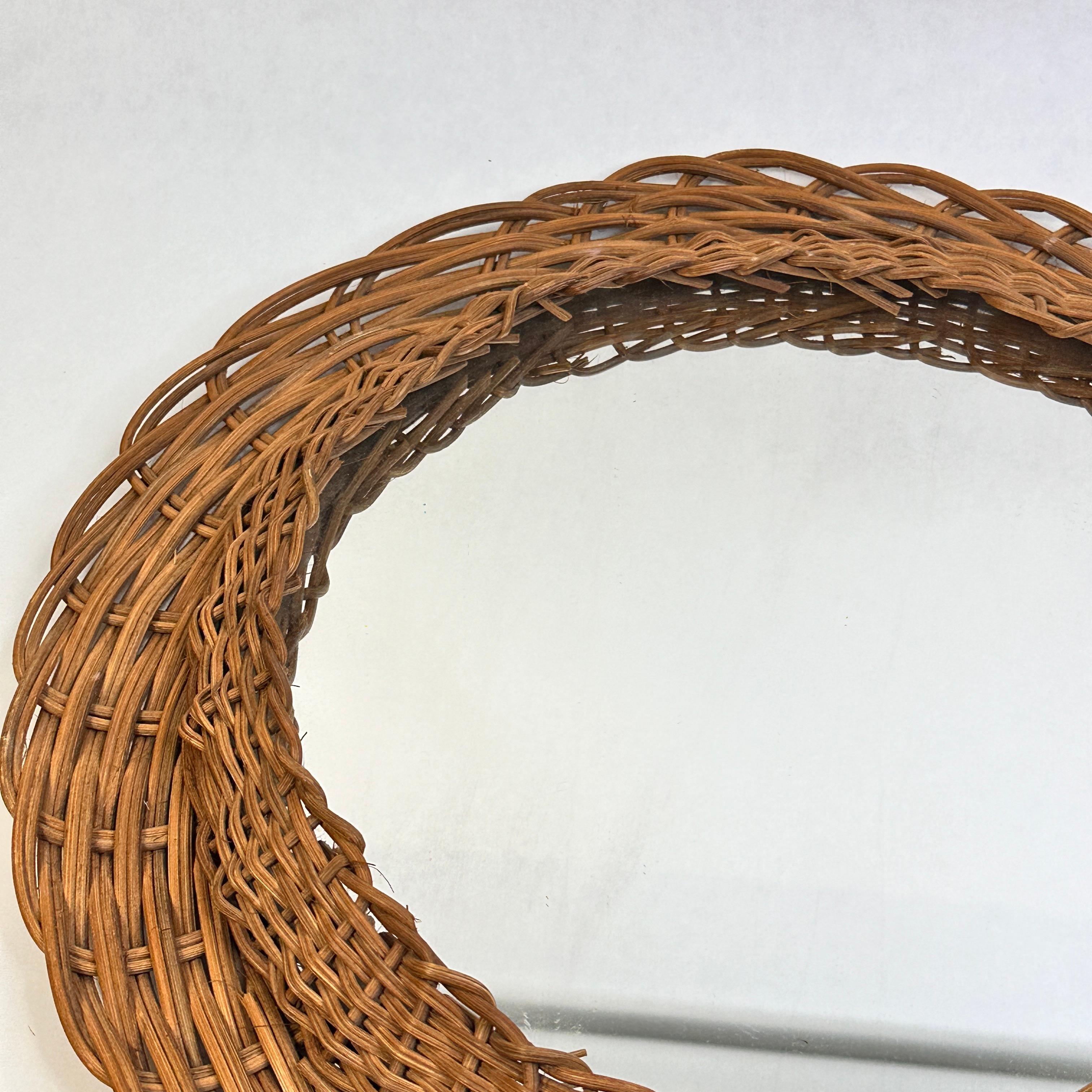 Mid-Century Modern Handcrafted Braided Rattan Mirror, Germany, 1960s For Sale 2
