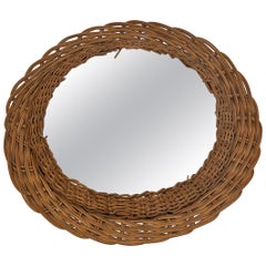 Specchio in rattan intrecciato di metà secolo, Germania, anni '60