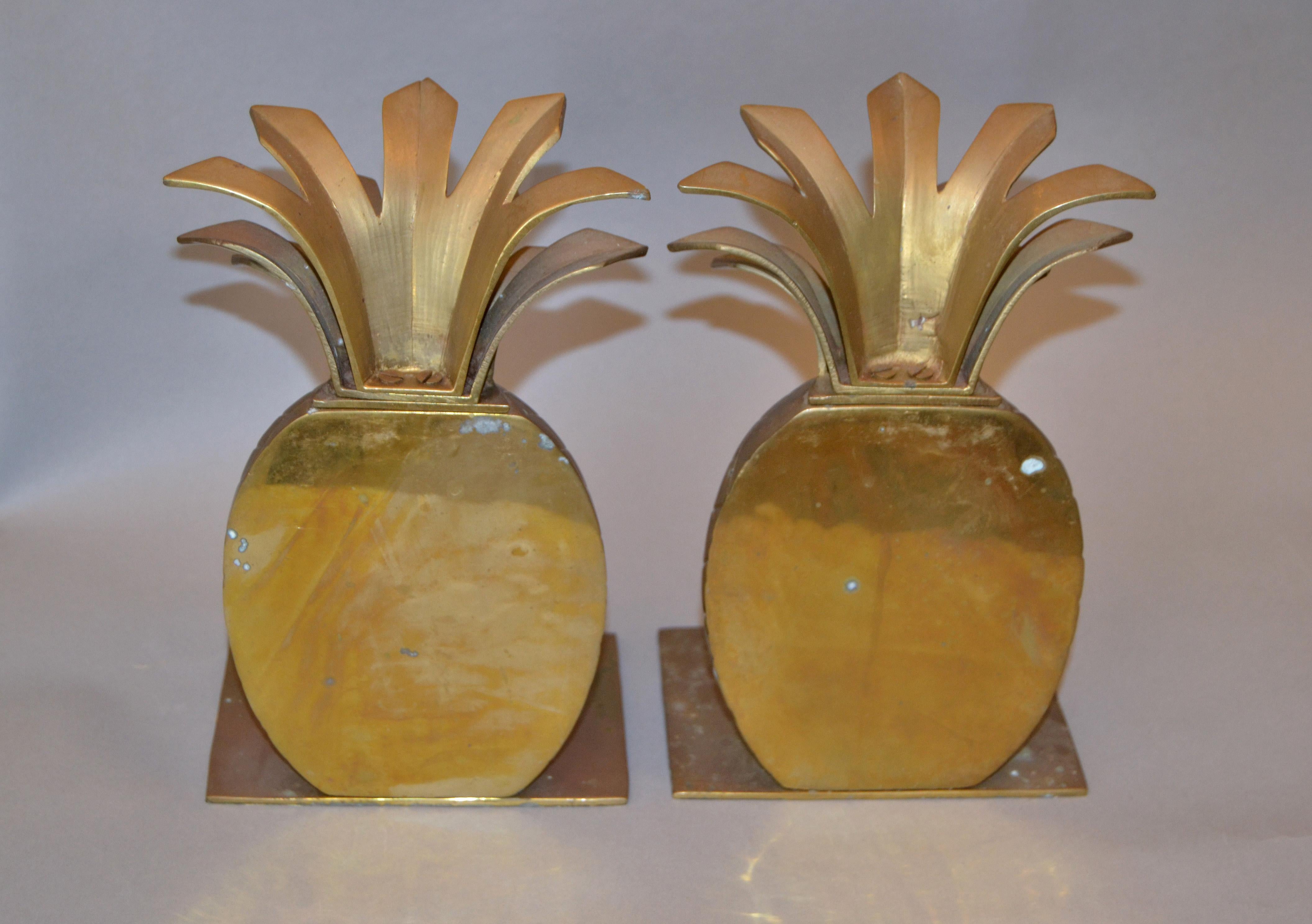 Mid-Century Modern Handcrafted Bronze Pineapple Bookends 4