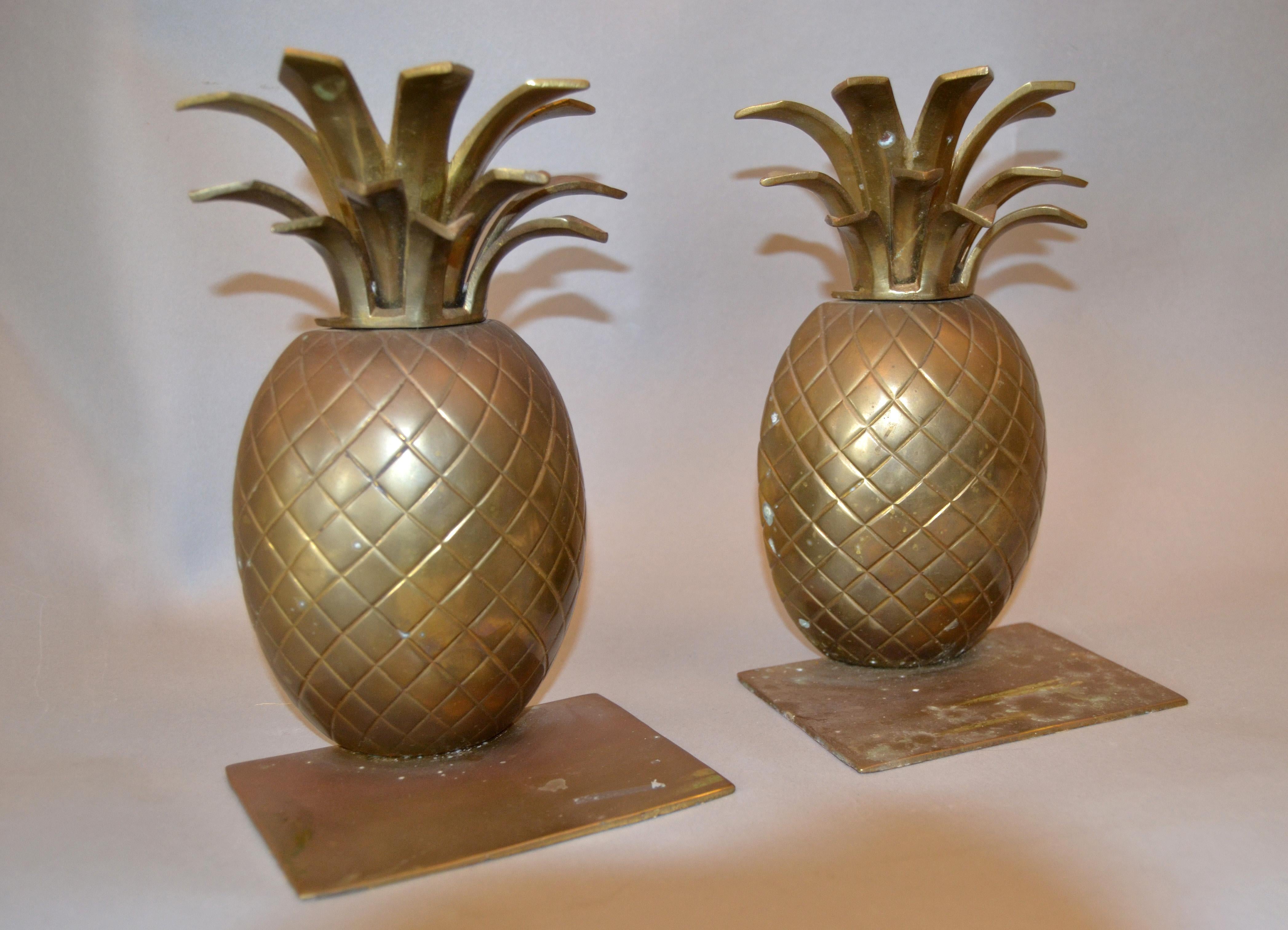 Mid-Century Modern Handcrafted Bronze Pineapple Bookends 5