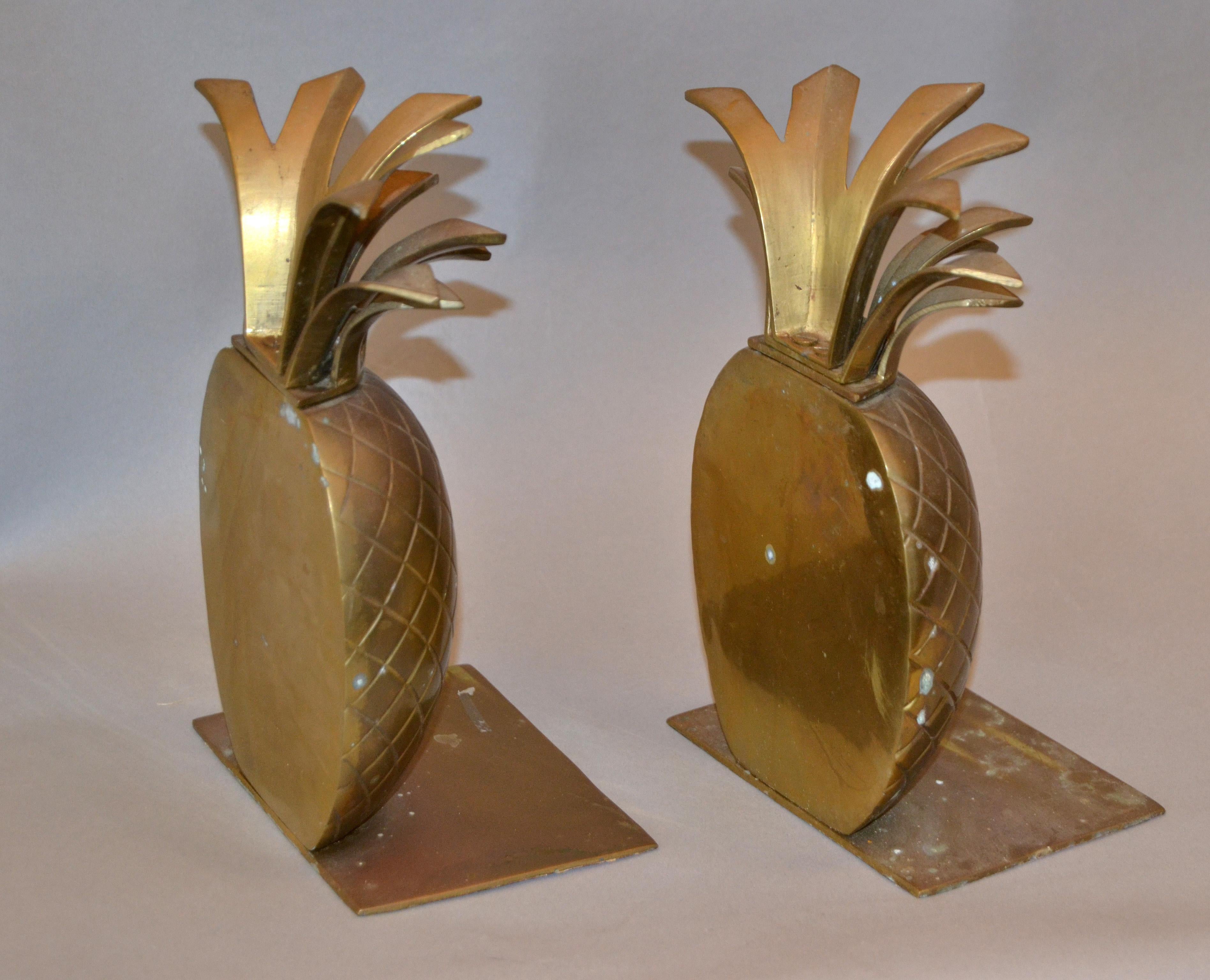 Mid-Century Modern Handcrafted Bronze Pineapple Bookends 3