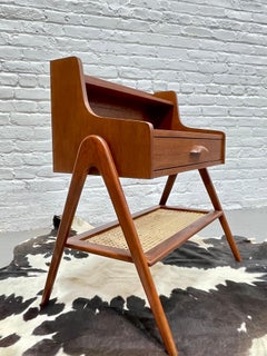 Mid-Century Modern Handcrafted Caned Teak Cabinet / Entryway Table