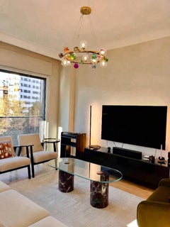 Mid-Century Modern Handcrafted Rosso Levanto Marble Coffee Table