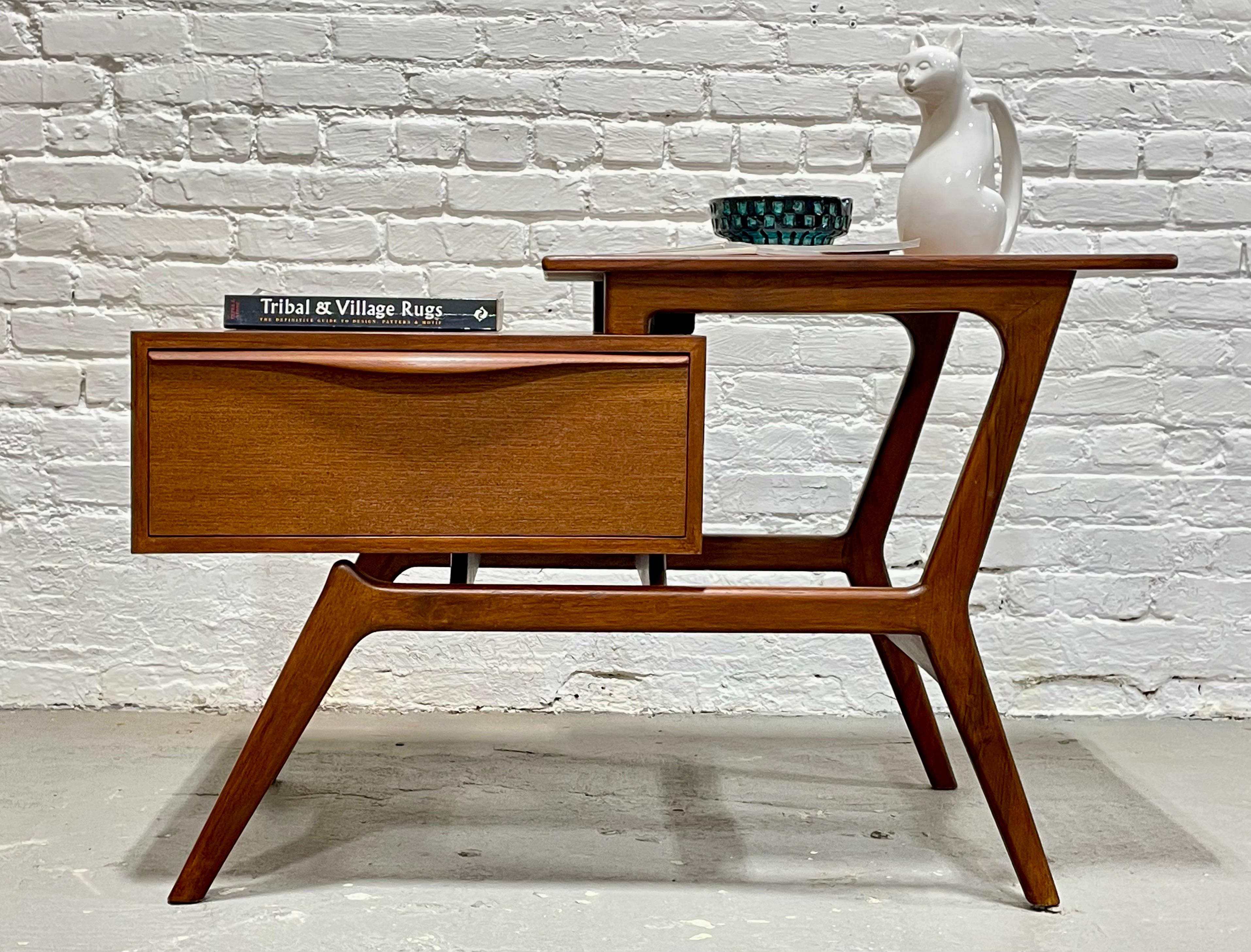 Contemporary Mid-Century Modern Handcrafted Teak Entryway Cabinet / End Table / Console Table