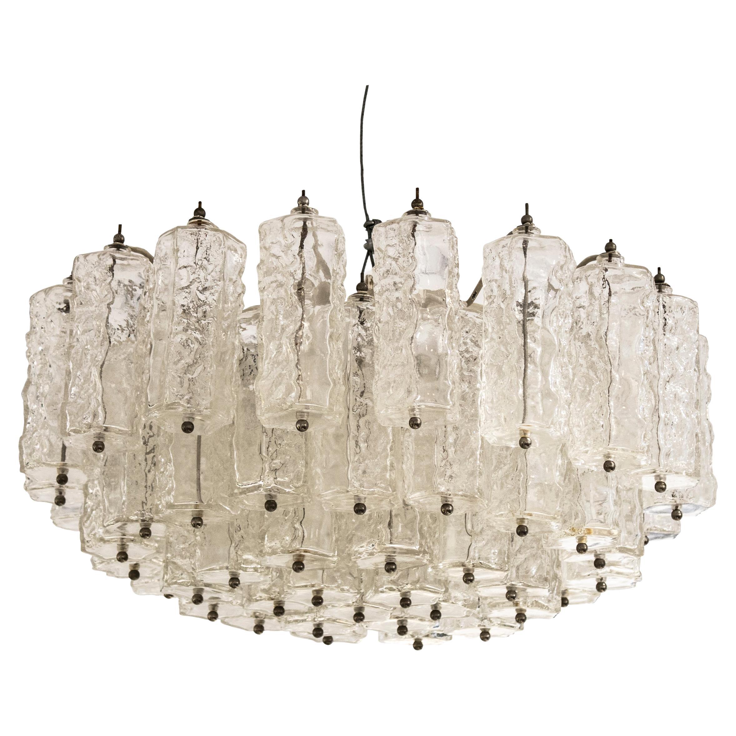 Mid-Century Modern Handcrafted Venini Glass Chandelier, Italy, 1960