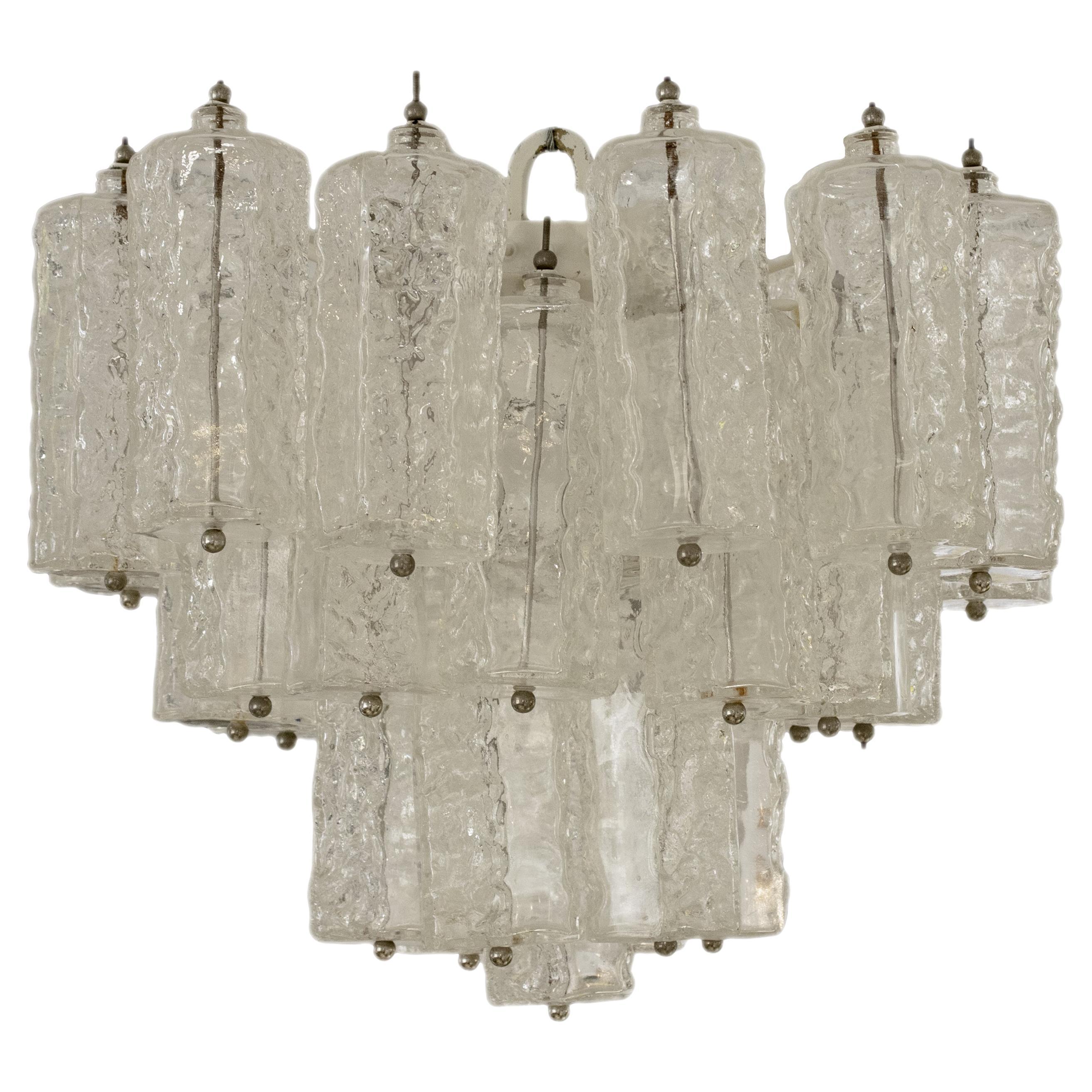 Mid-Century Modern Handcrafted Venini Glass Chandelier, Italy, 1960 For Sale