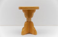 Taburete moderno de mediados de siglo hecho a mano en haya, años 60 Francia