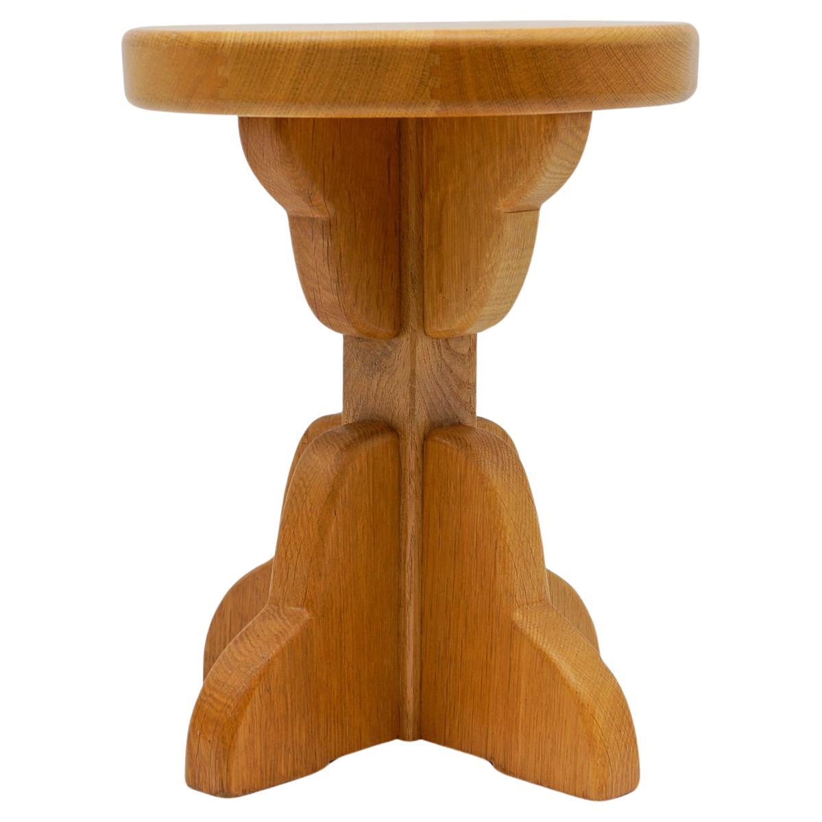 Tabouret en hêtre fait à la main, 1960 France