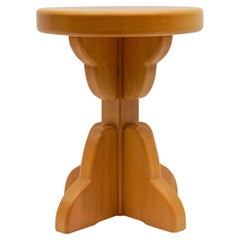 Tabouret en hêtre fait à la main, 1960 France