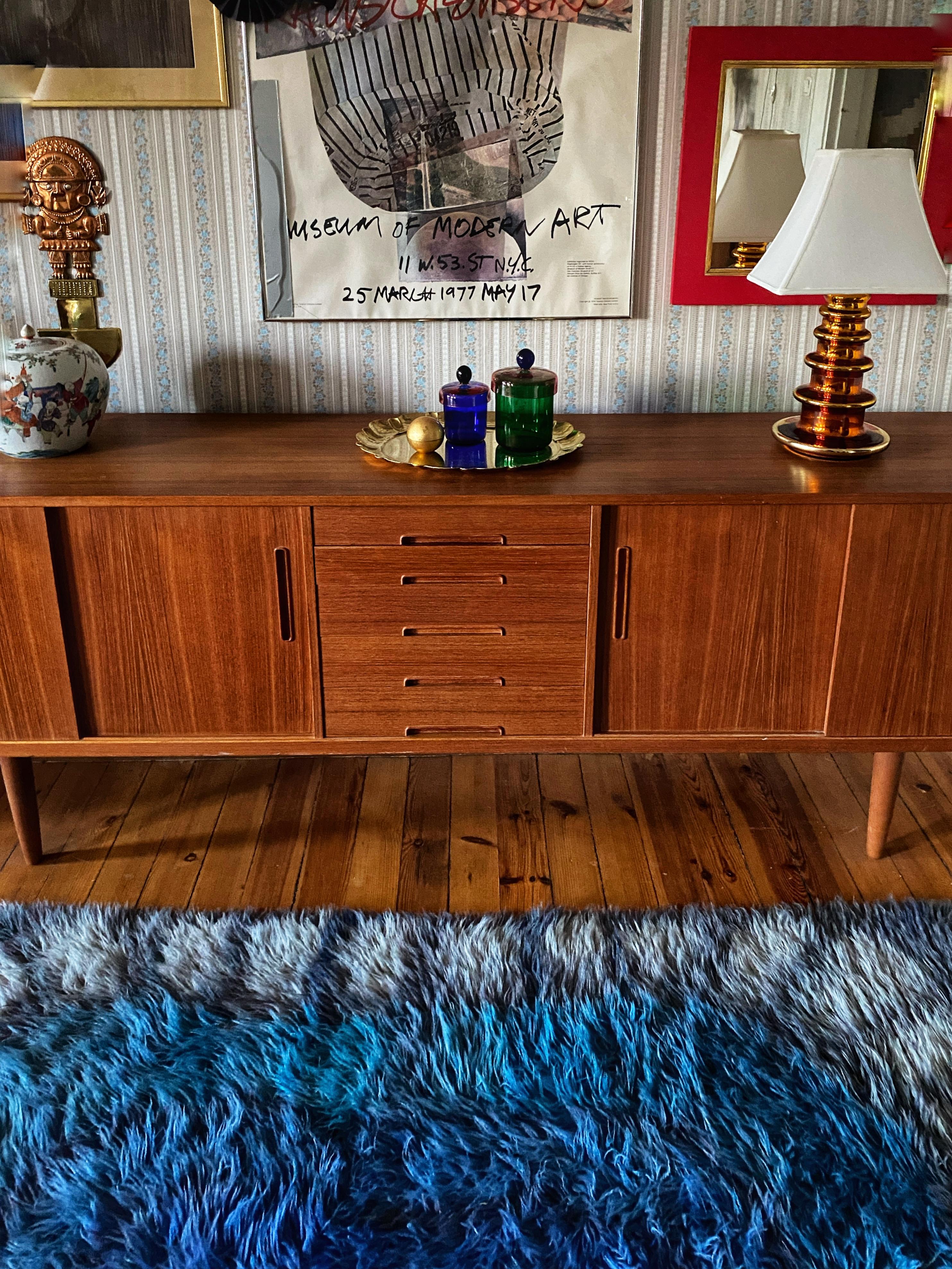 Mid-century Modern Handmade Blue High Pile Rya Rug, Sweden, 1960s For Sale 10