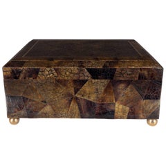 Mid-Century Modern Handmade Brass and Tessellated Shell Box with Walnut Interior