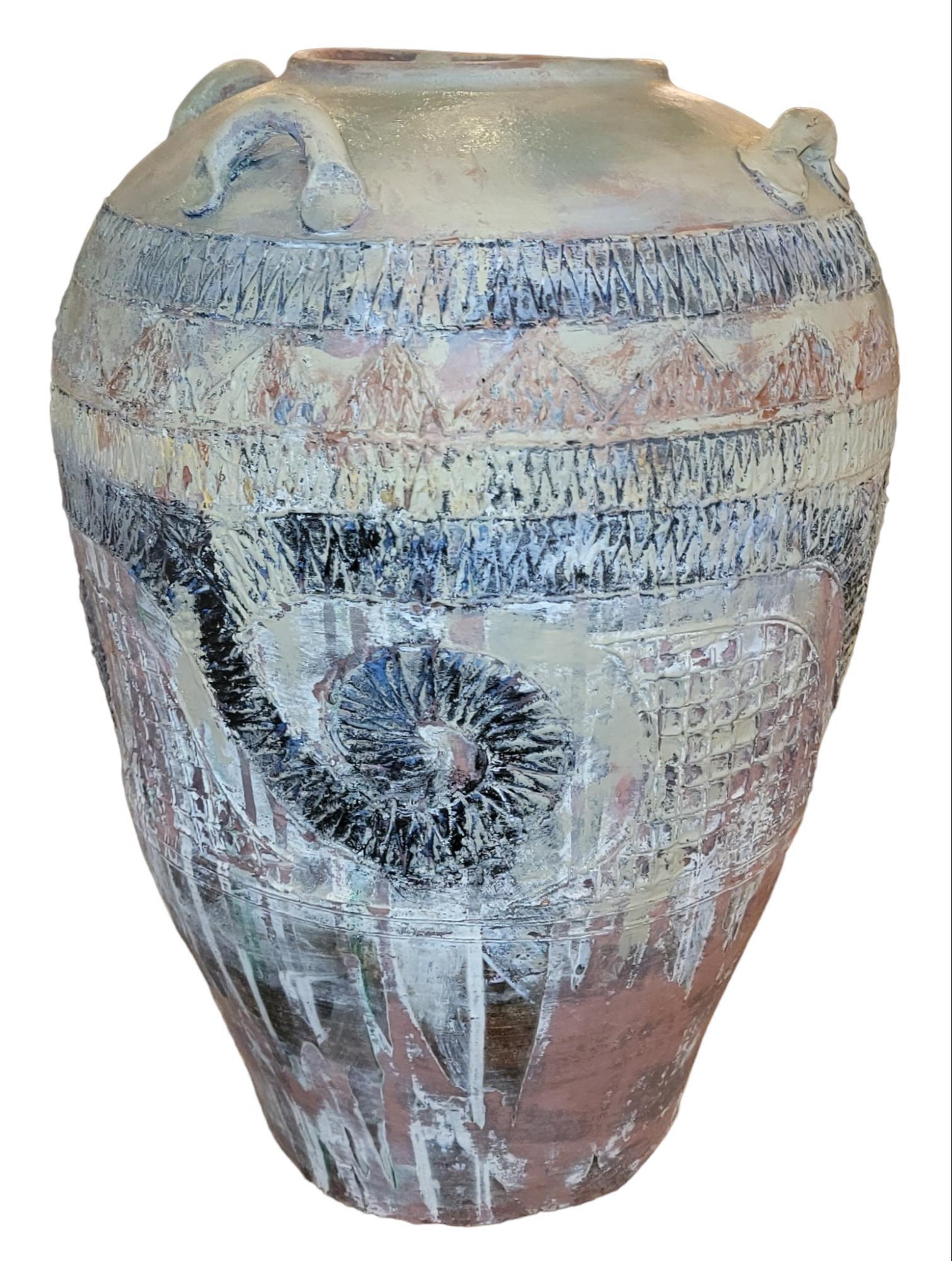 Adirondack Mid-Century Modern Handmade Large Textured Pottery Vase
