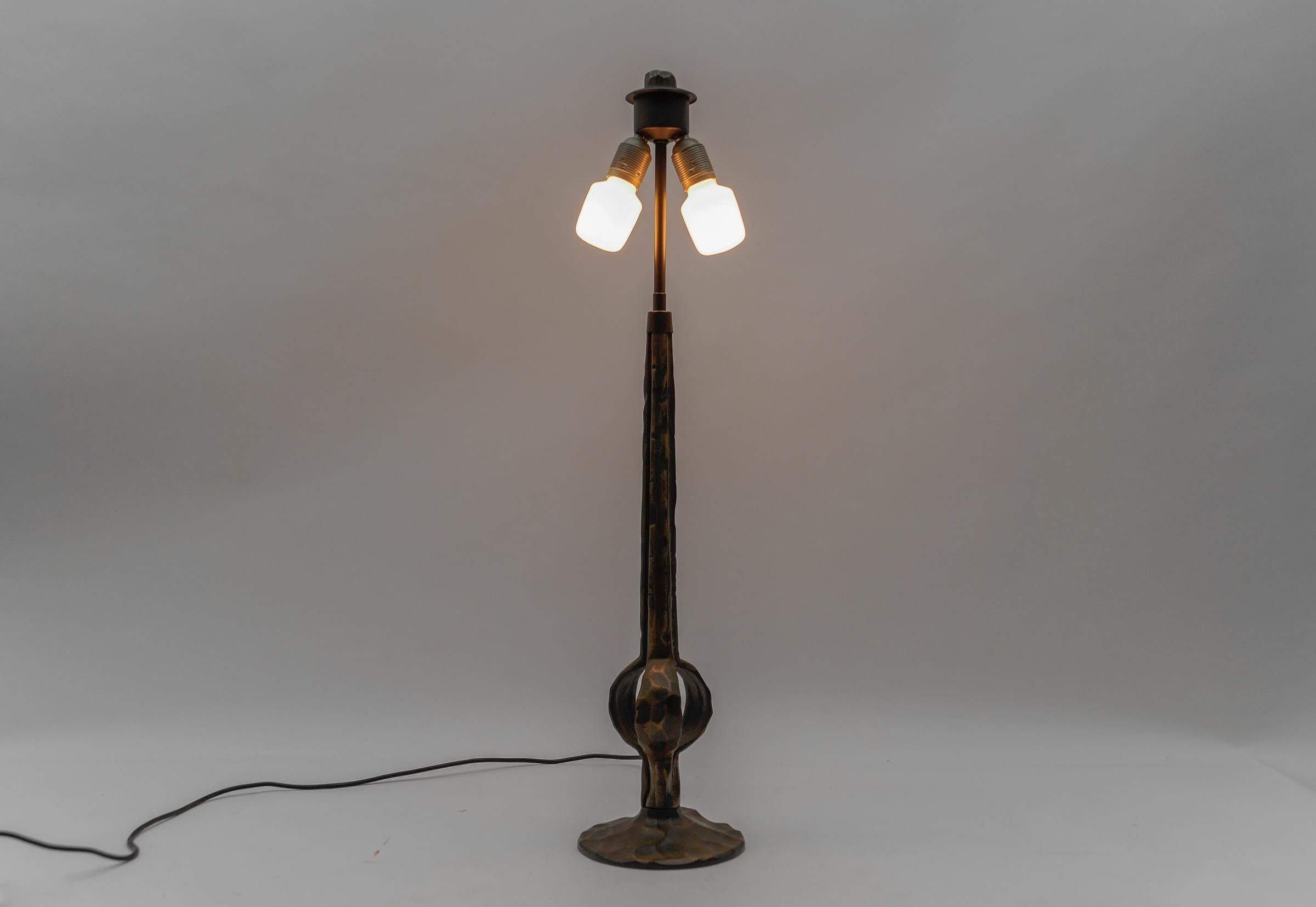 Austrian Mid Century Modern Handmade Massive Bronze Table Lamp Base, 1960s Germany For Sale