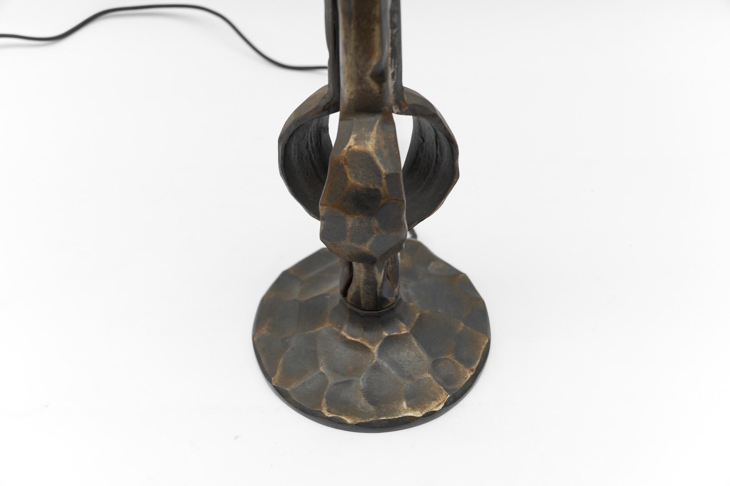 Metal Mid Century Modern Handmade Massive Bronze Table Lamp Base, 1960s Germany For Sale