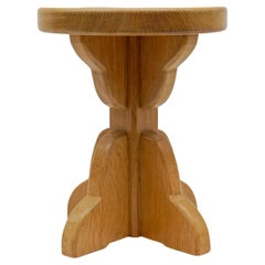 Tabouret en Oak fait à la main, 1960 France