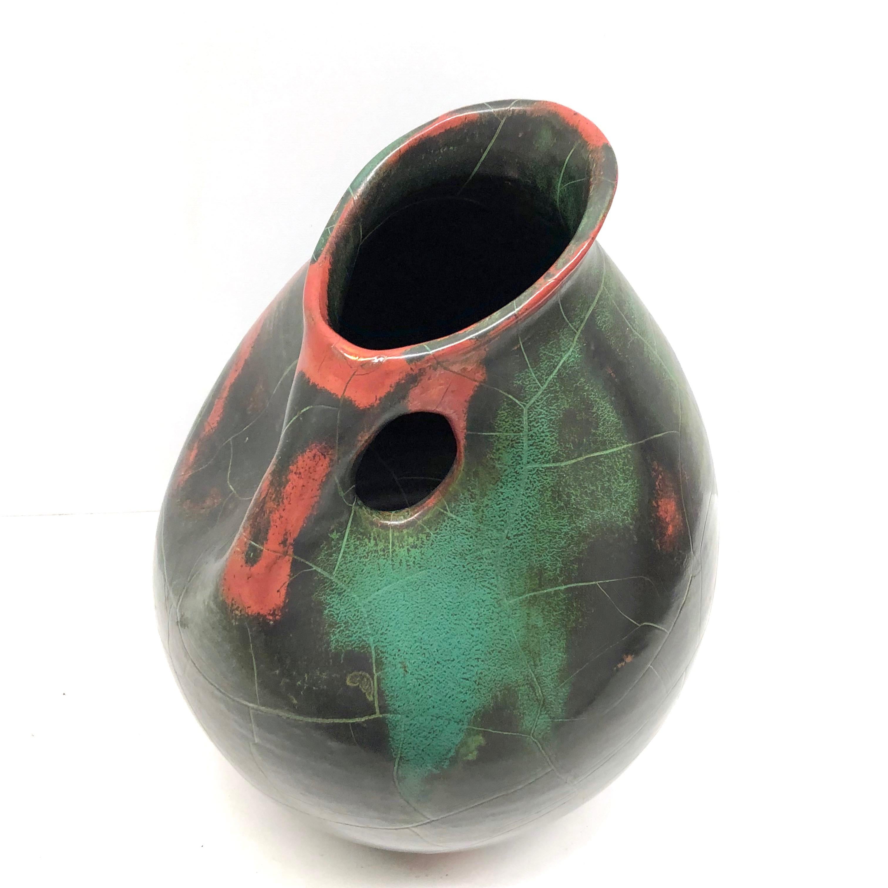 Mid-Century Modern Handmade Pottery Earthenware Jug Vase, 1950s In Good Condition In Nuernberg, DE