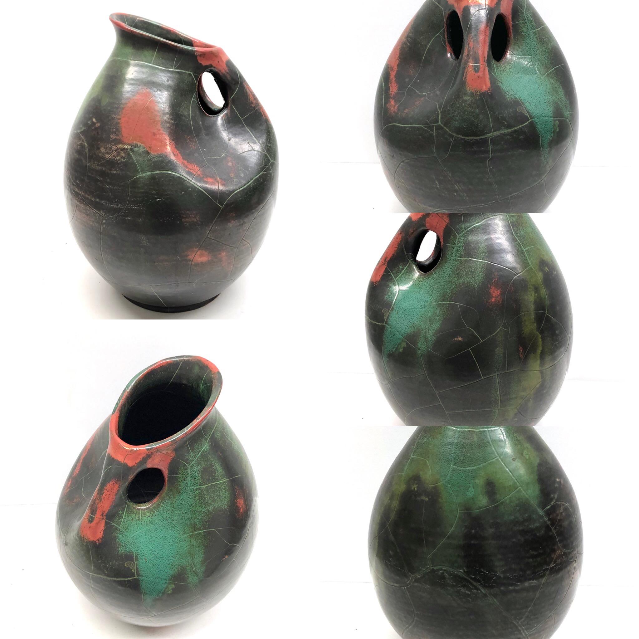 Mid-Century Modern Handmade Pottery Earthenware Jug Vase, 1950s 2