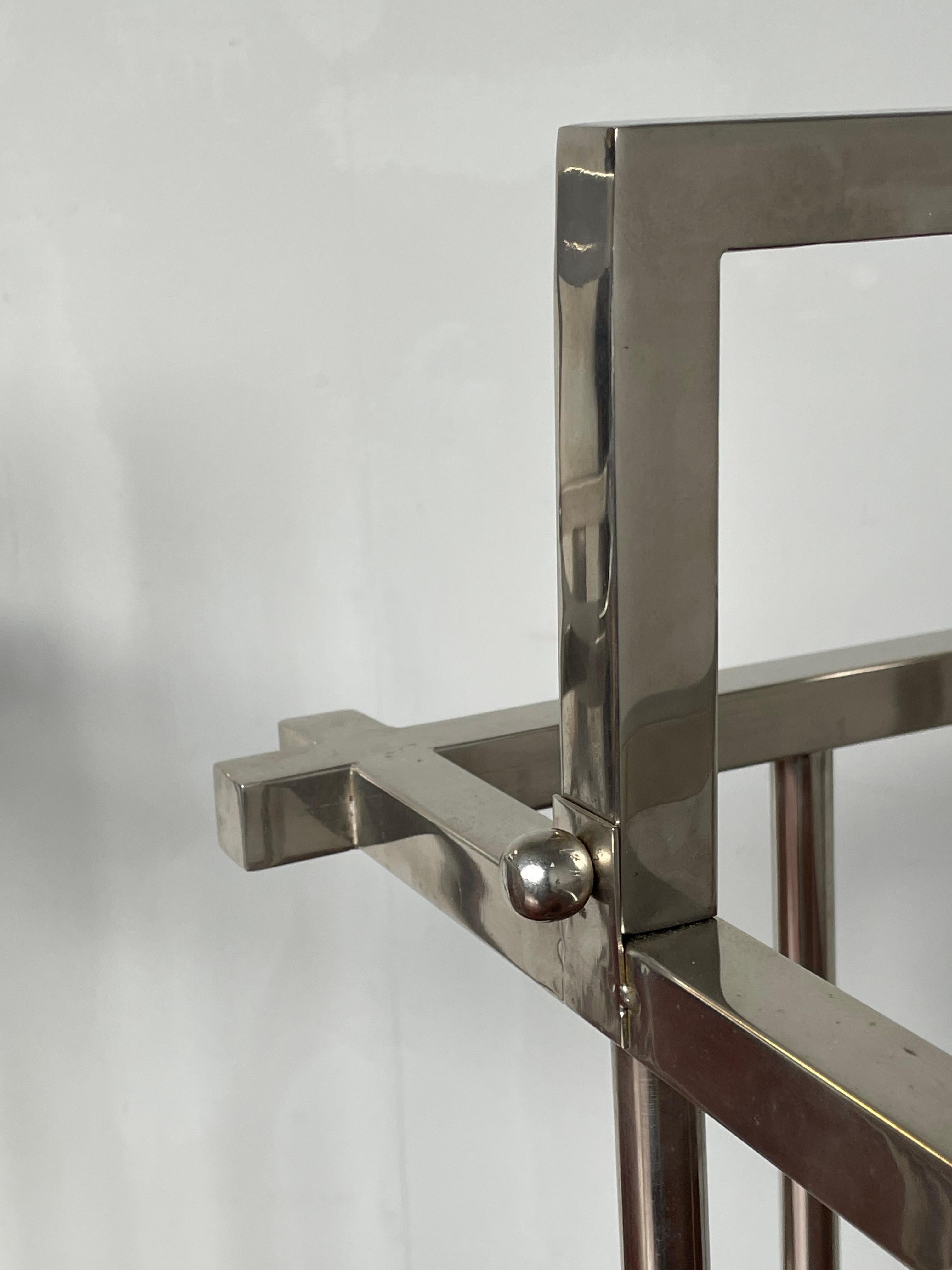 Mid-century Modern Handmade & Rare Chromed Metal Pair of Umbrella & Cane Stands For Sale 6