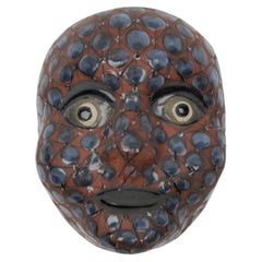 Mid-Century Modern Handmade Wall Ceramic Mask by DYBDAHL, 1960s Denmark