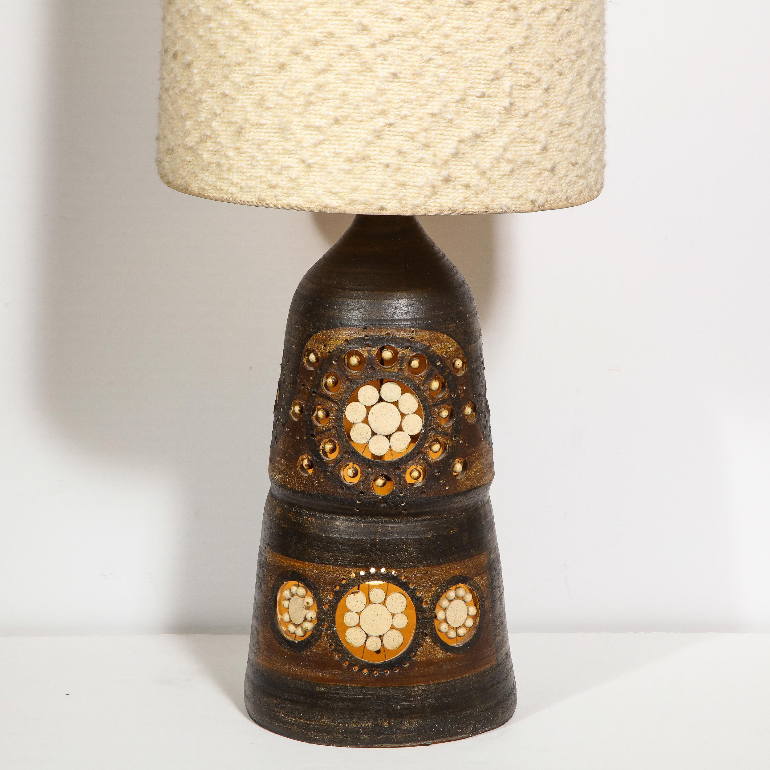 Mid-Century Modern Hand Painted Cutout Ceramic Table Lamp by Georges Pelletier 4