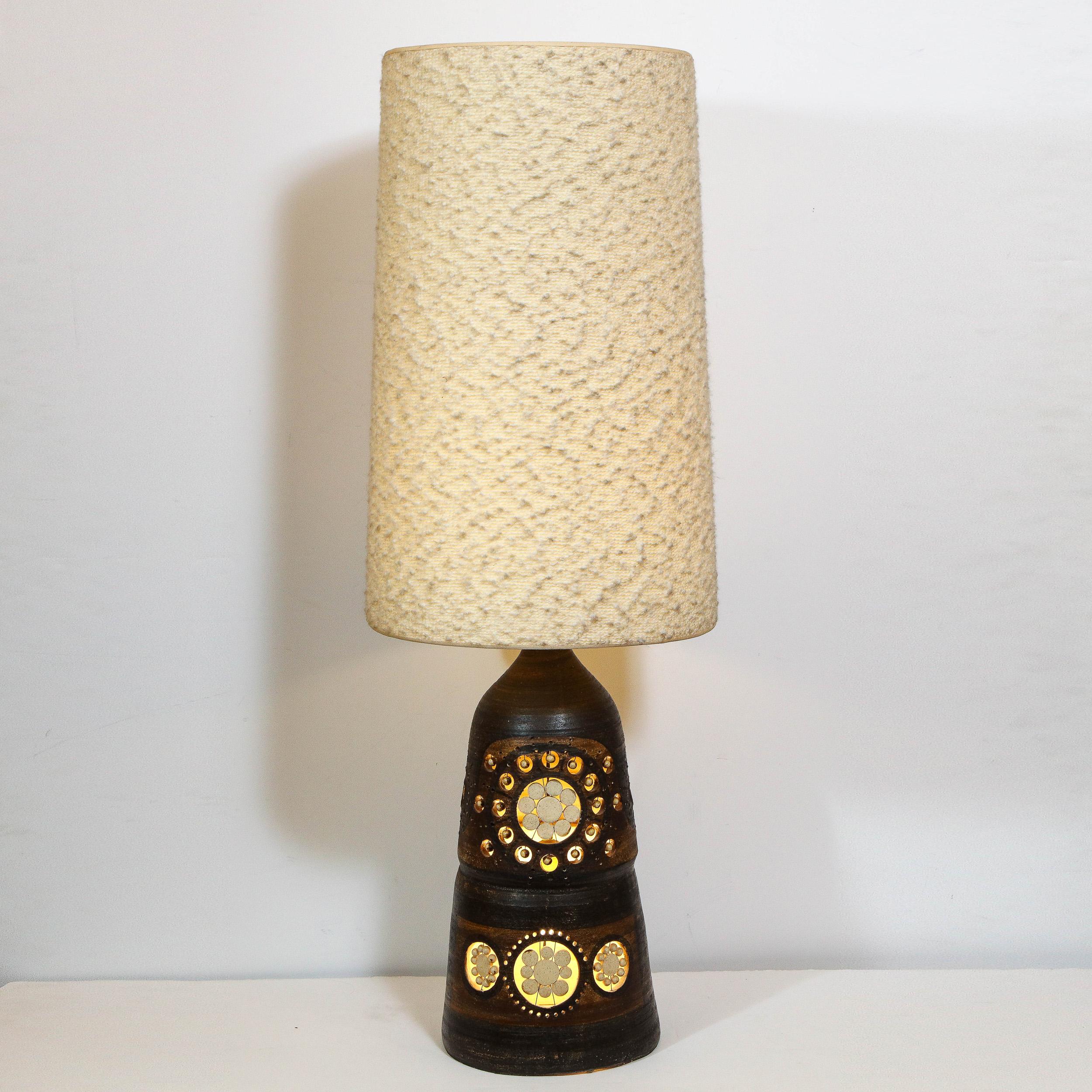 Mid-20th Century Mid-Century Modern Hand Painted Cutout Ceramic Table Lamp by Georges Pelletier