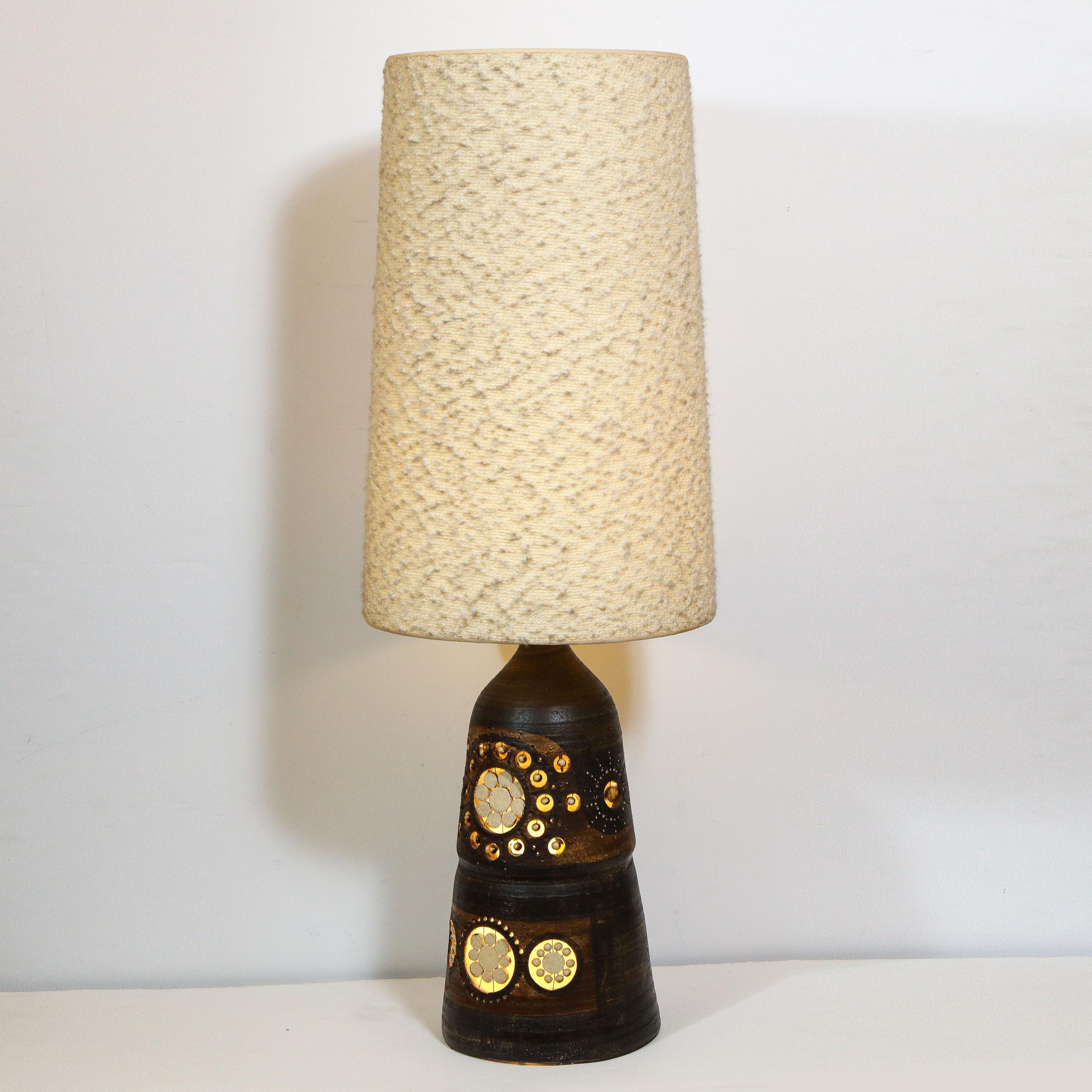 Mid-Century Modern Hand Painted Cutout Ceramic Table Lamp by Georges Pelletier 1