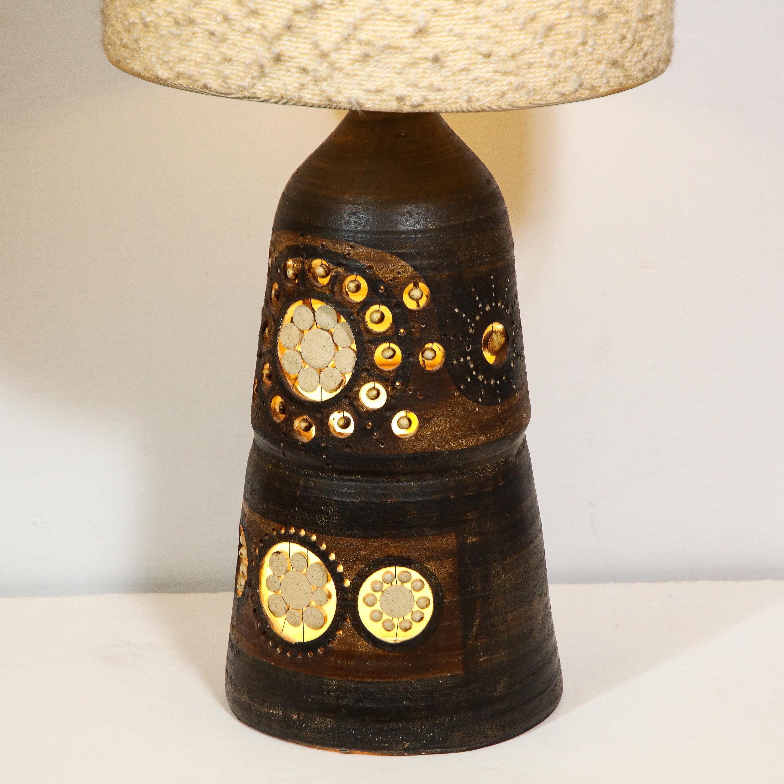 Mid-Century Modern Hand Painted Cutout Ceramic Table Lamp by Georges Pelletier 2