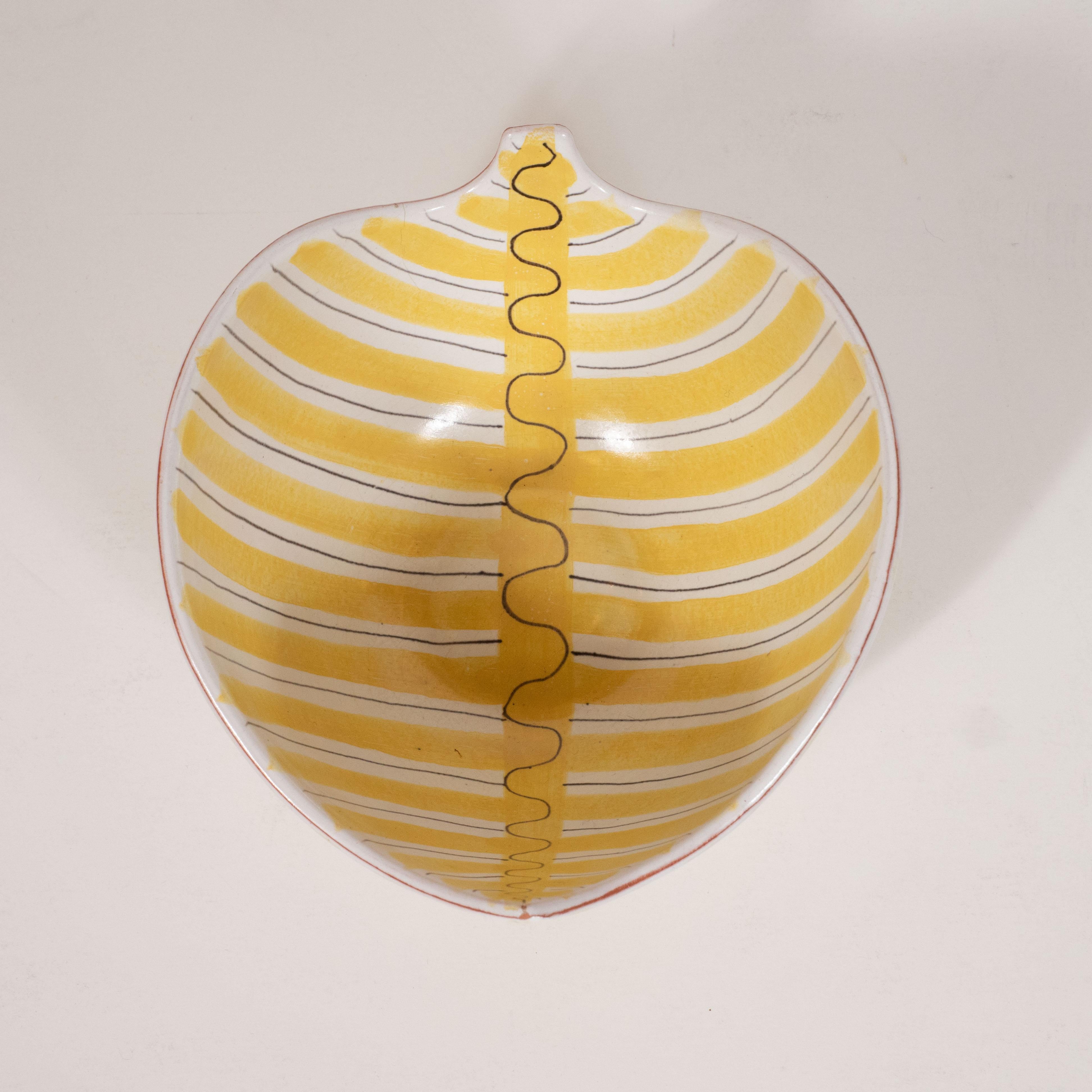 Danish Mid-Century Modern Hand-Painted Striated Ceramic Bowl by Per Linnemann-Schmidt