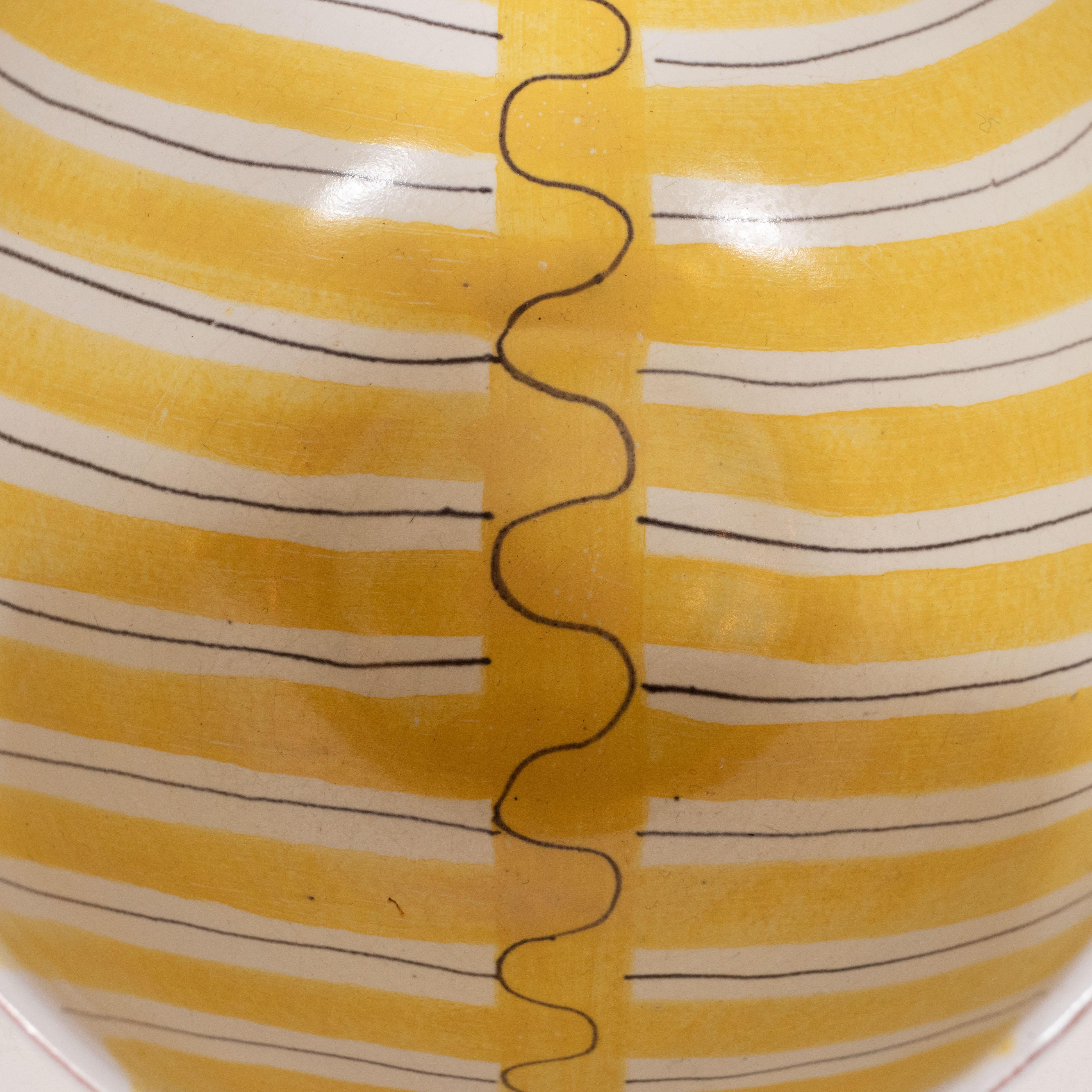 Mid-Century Modern Hand-Painted Striated Ceramic Bowl by Per Linnemann-Schmidt In Excellent Condition In New York, NY