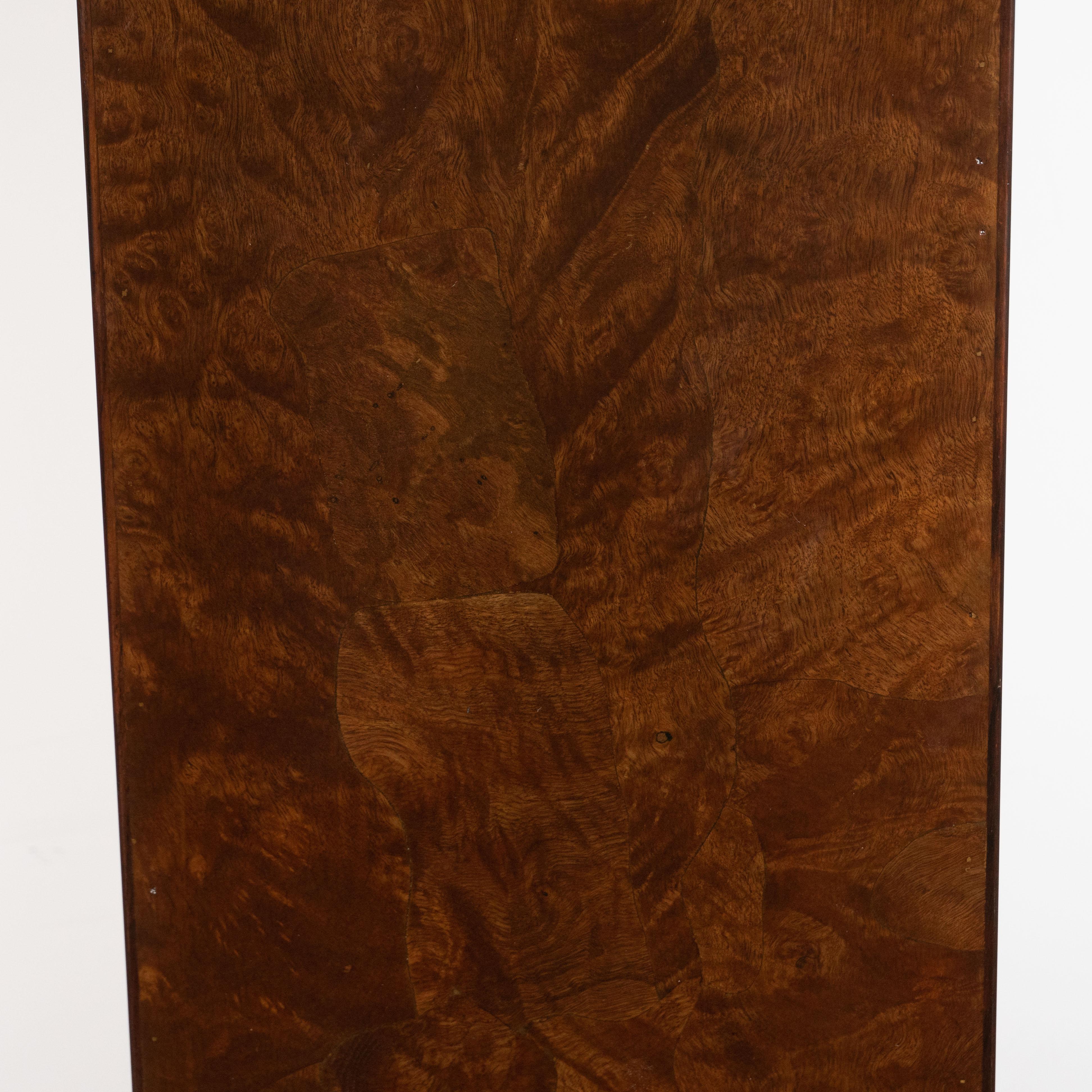 American Mid-Century Modern Handrubbed Bookmatched Burled Walnut Pedestal