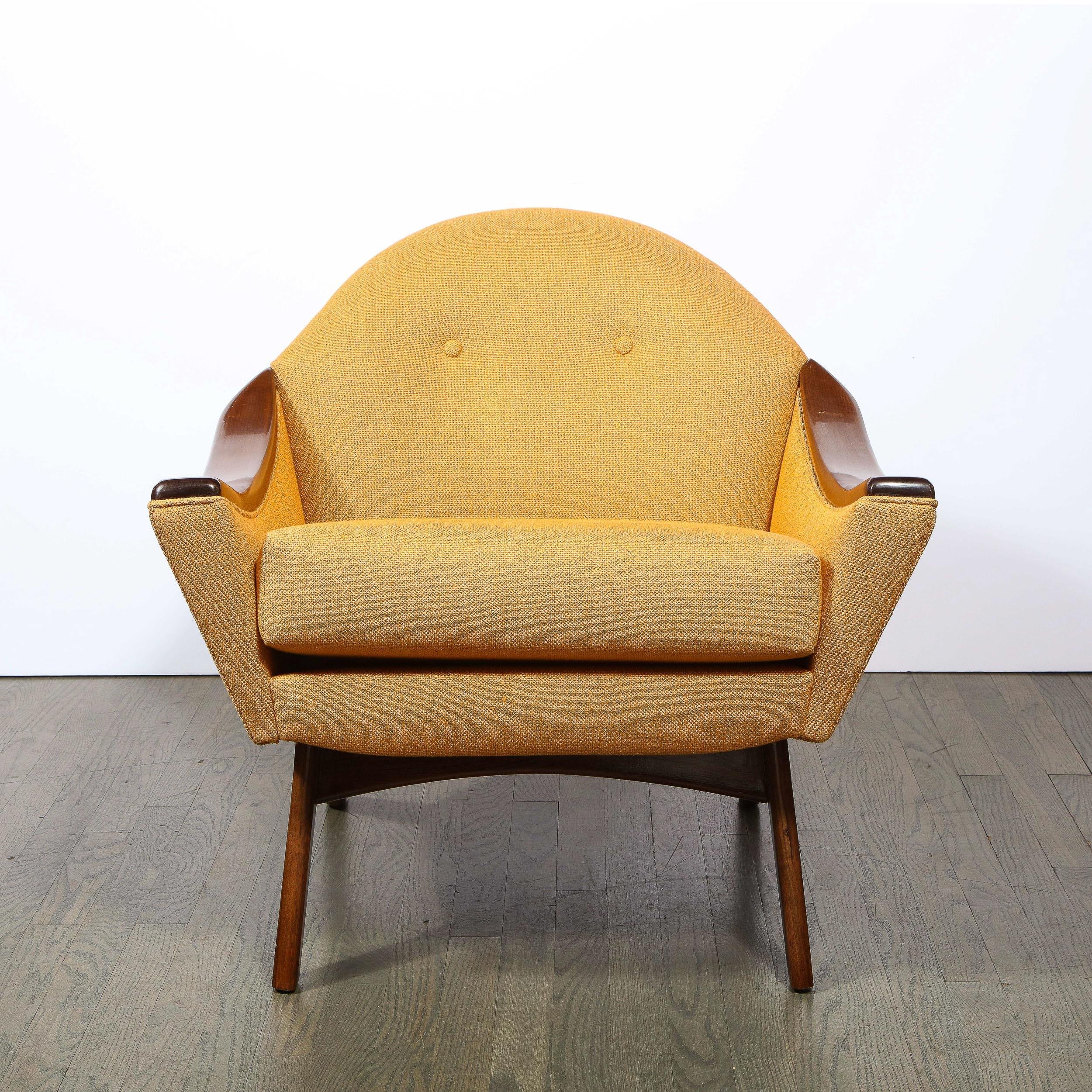 Mid-Century Modern Handrubbed Walnut Button Back Arm Chair by Adrian Pearsall 5