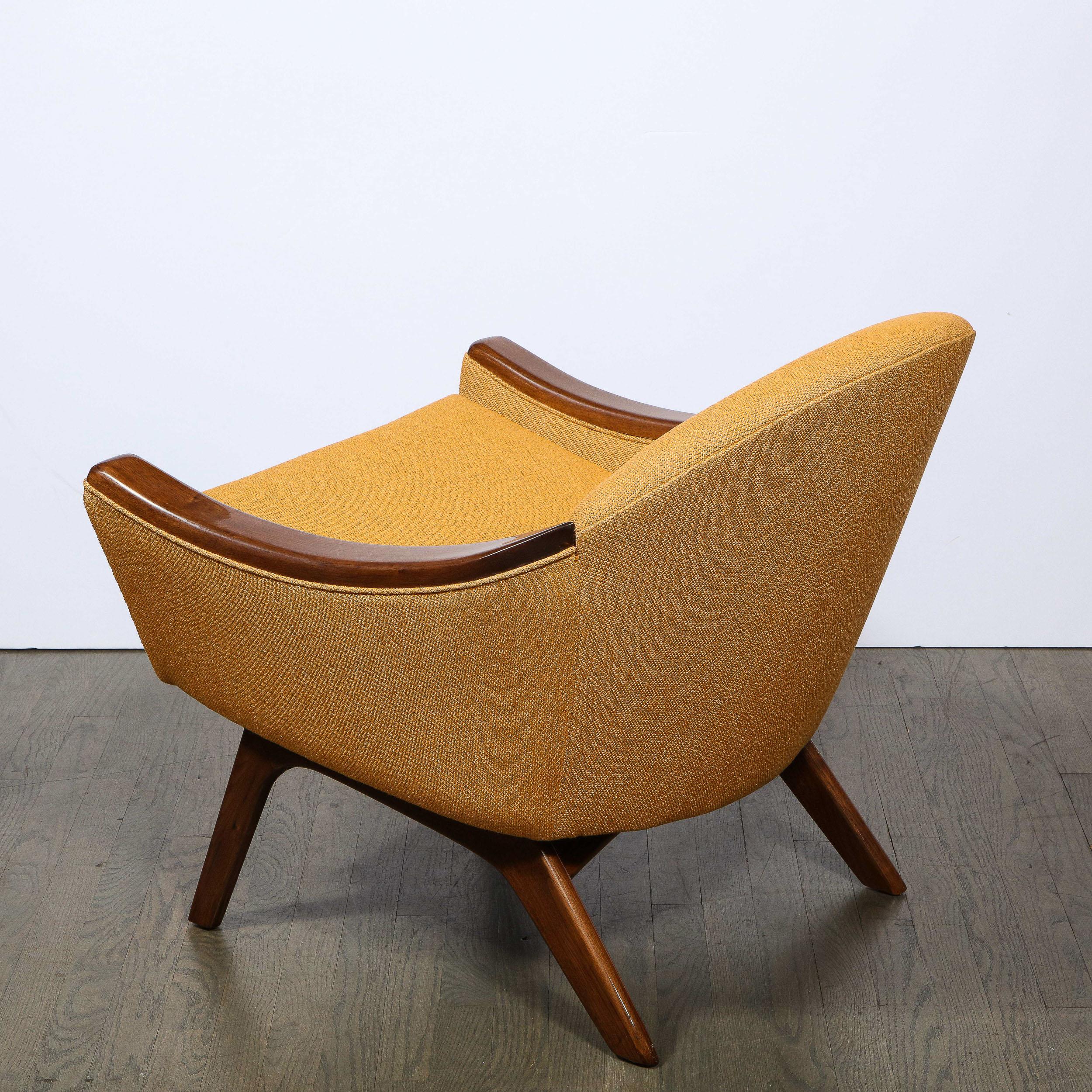 Mid-Century Modern Handrubbed Walnut Button Back Arm Chair by Adrian Pearsall 1
