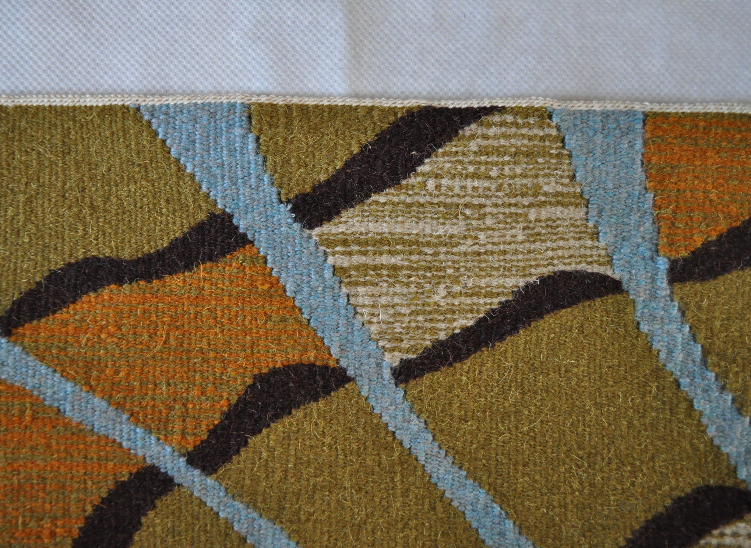 Wool Mid-Century Modern Handwoven Scandinavian Wall Tapestry in Earth Colors