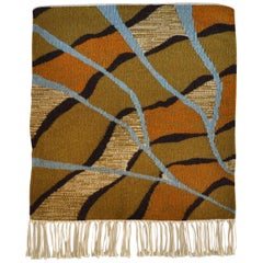Mid-Century Modern Handwoven Scandinavian Wall Tapestry in Earth Colors