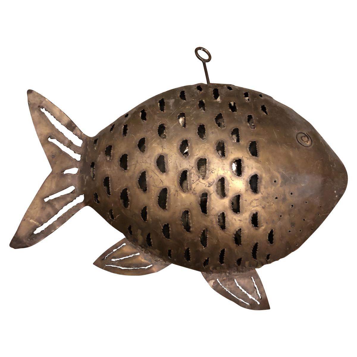 Metal Mid-Century Modern Hanging Fish Candleholders, 20th Century For Sale