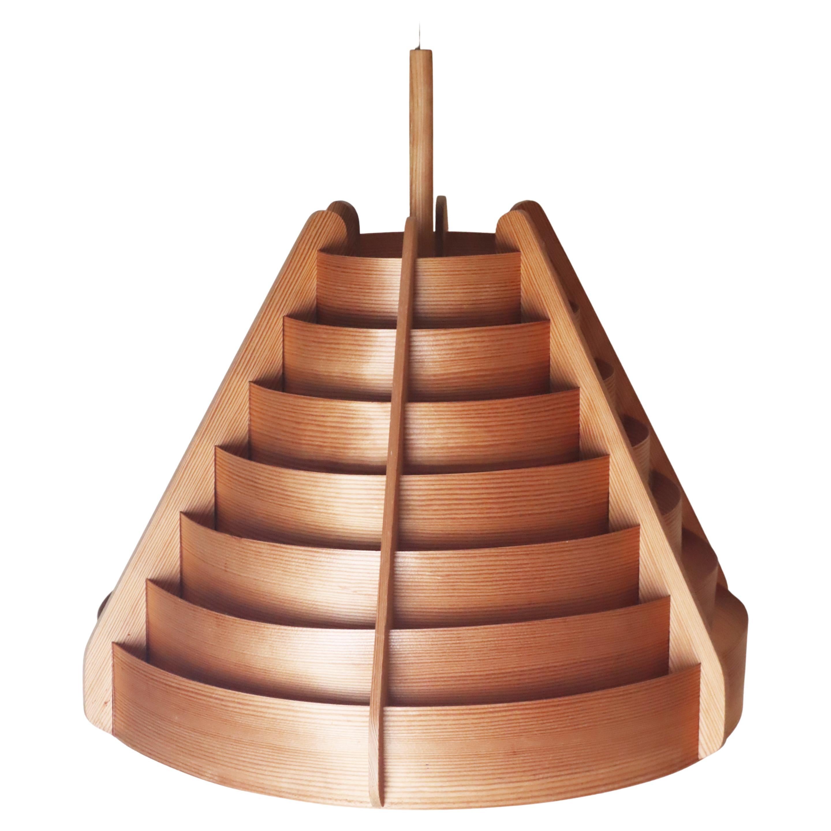 Lampe suspendue en bois du milieu du siècle par Hans-Agne Jakobsson, Suède, années 60 en vente