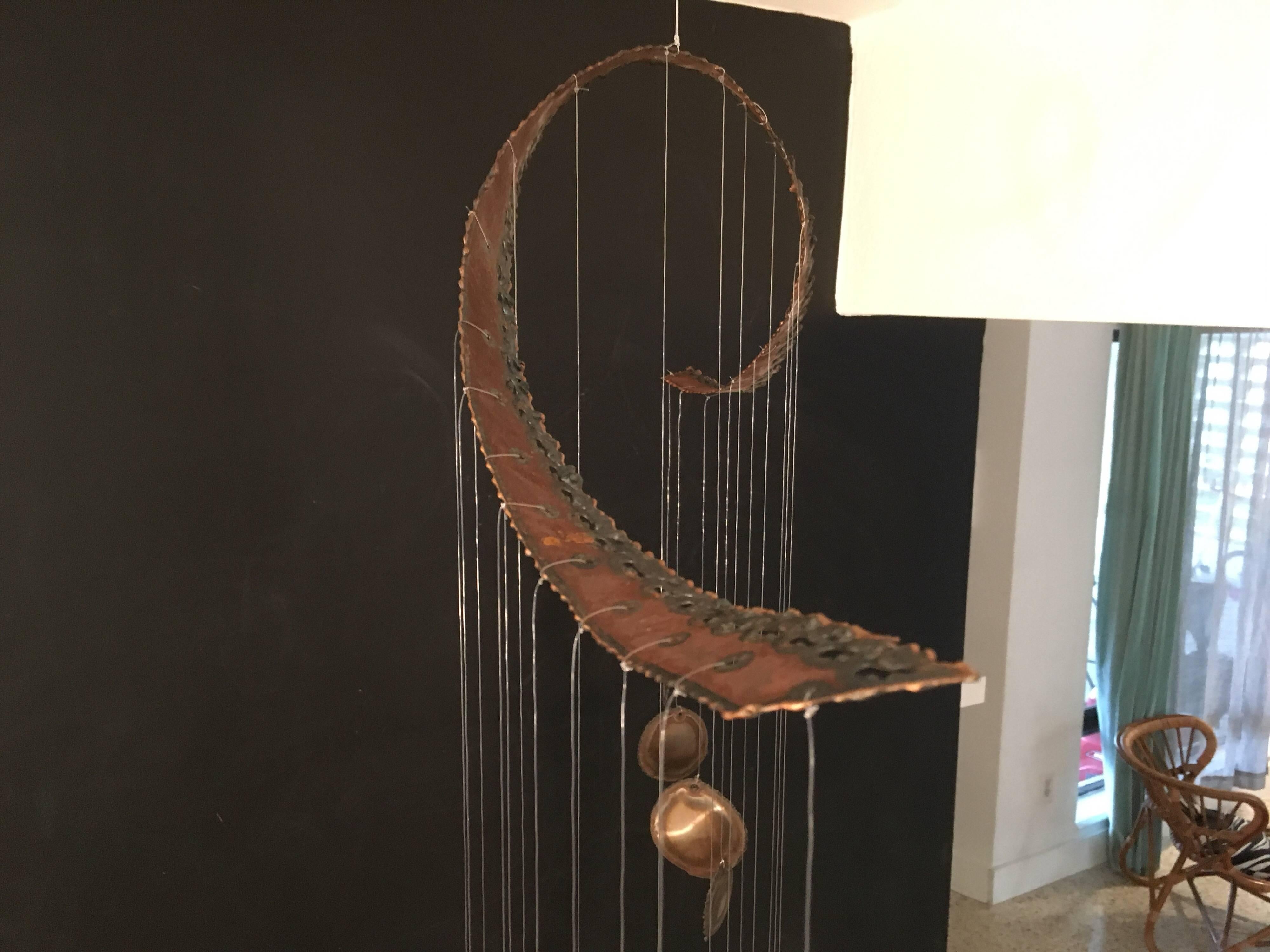 Mid-Century Modern Hanging Sculpture Mobile Wind Chime For Sale 3