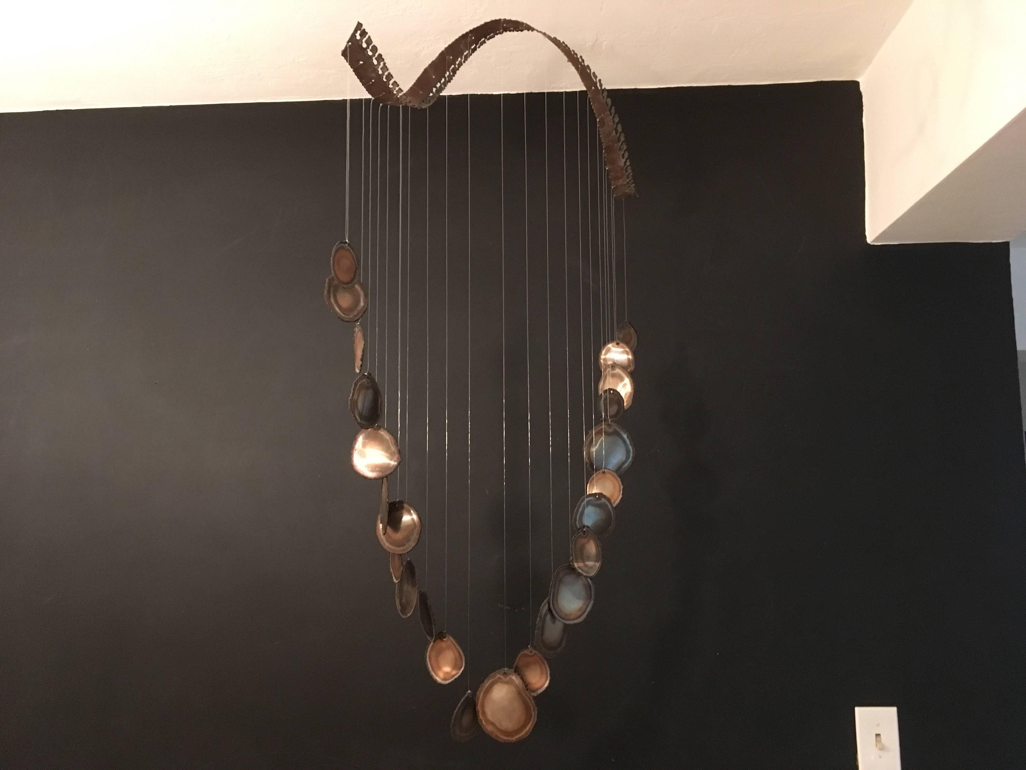 Late 20th Century Mid-Century Modern Hanging Sculpture Mobile Wind Chime For Sale