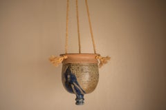 Mid Century Modern Hanging Stoneware Ceramic Drip Glaze Planter Pot