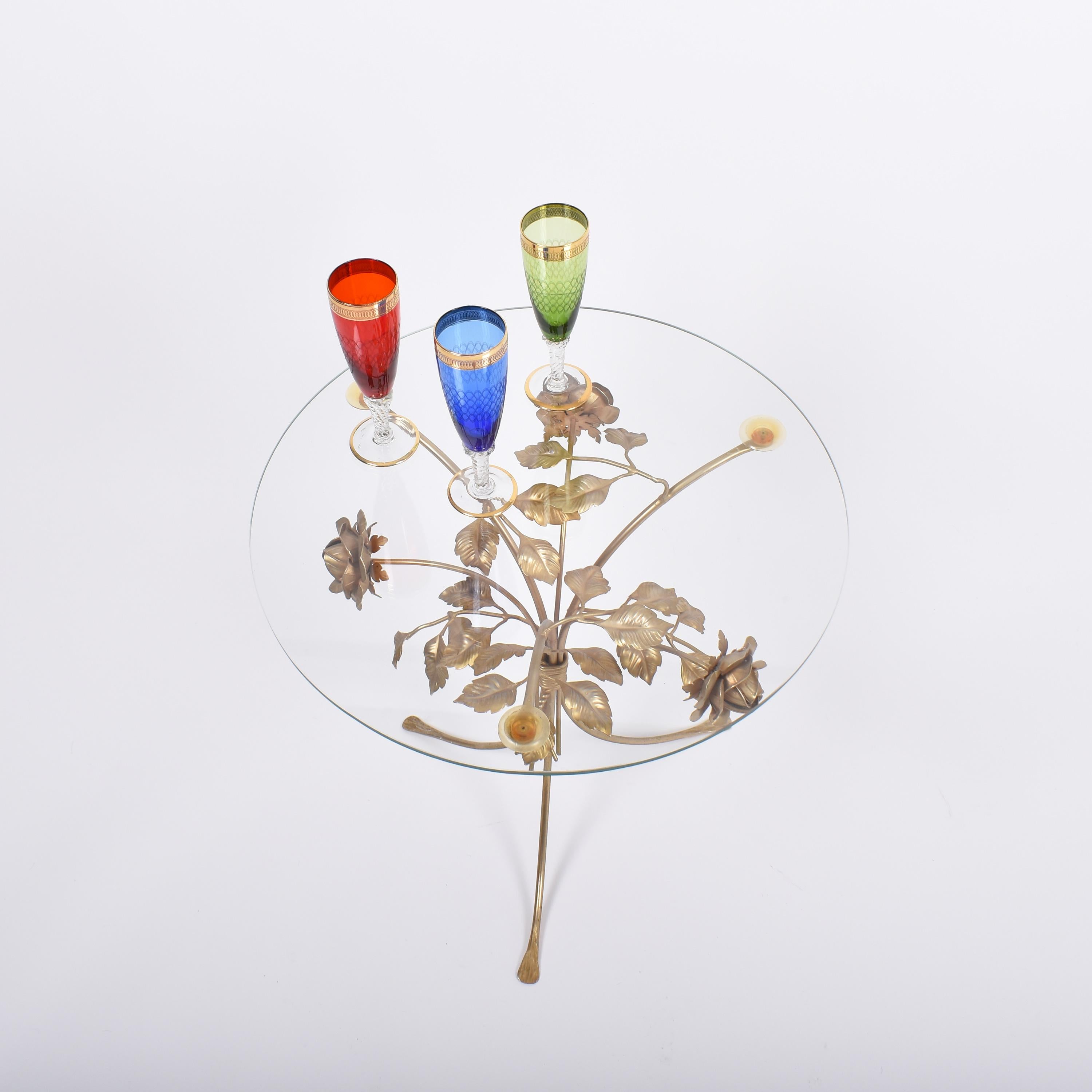 Table ou Guéridon à fleurs dorées Hans Kögl Modernity en vente 3
