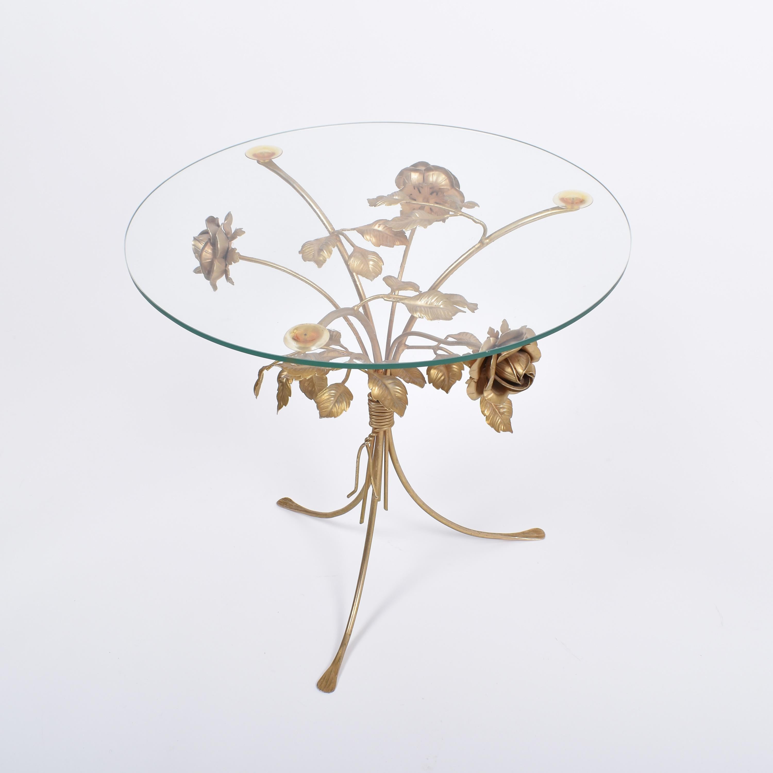 Allemand Table ou Guéridon à fleurs dorées Hans Kögl Modernity en vente