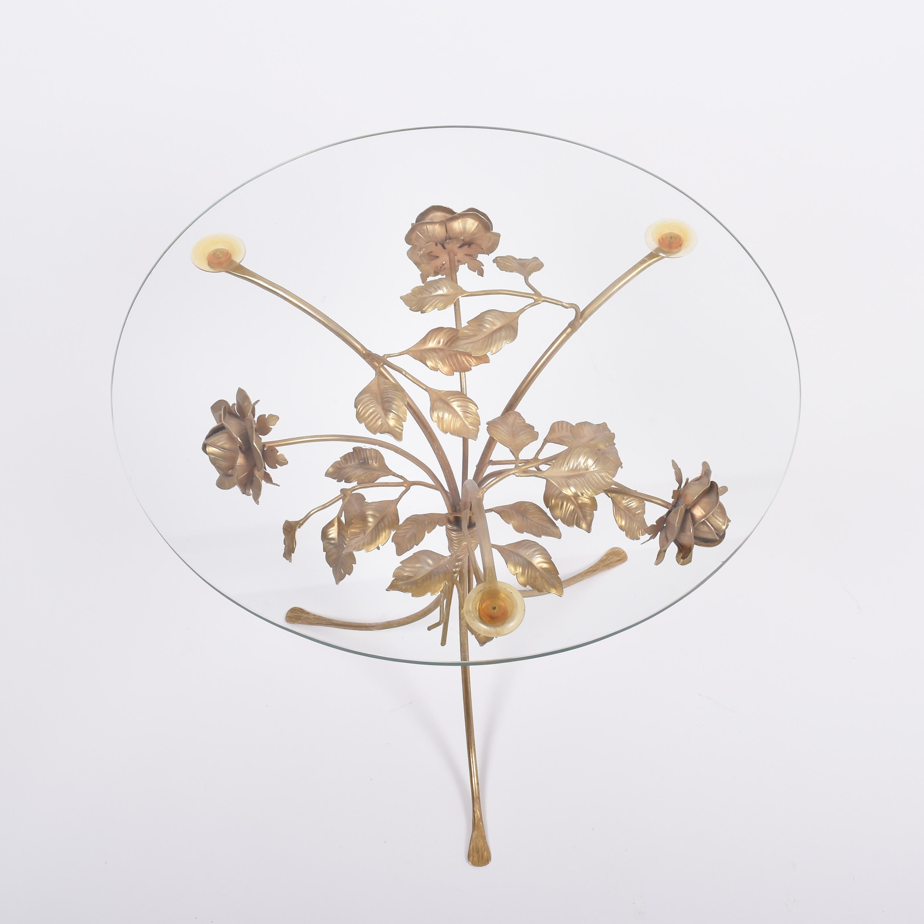 Doré Table ou Guéridon à fleurs dorées Hans Kögl Modernity en vente