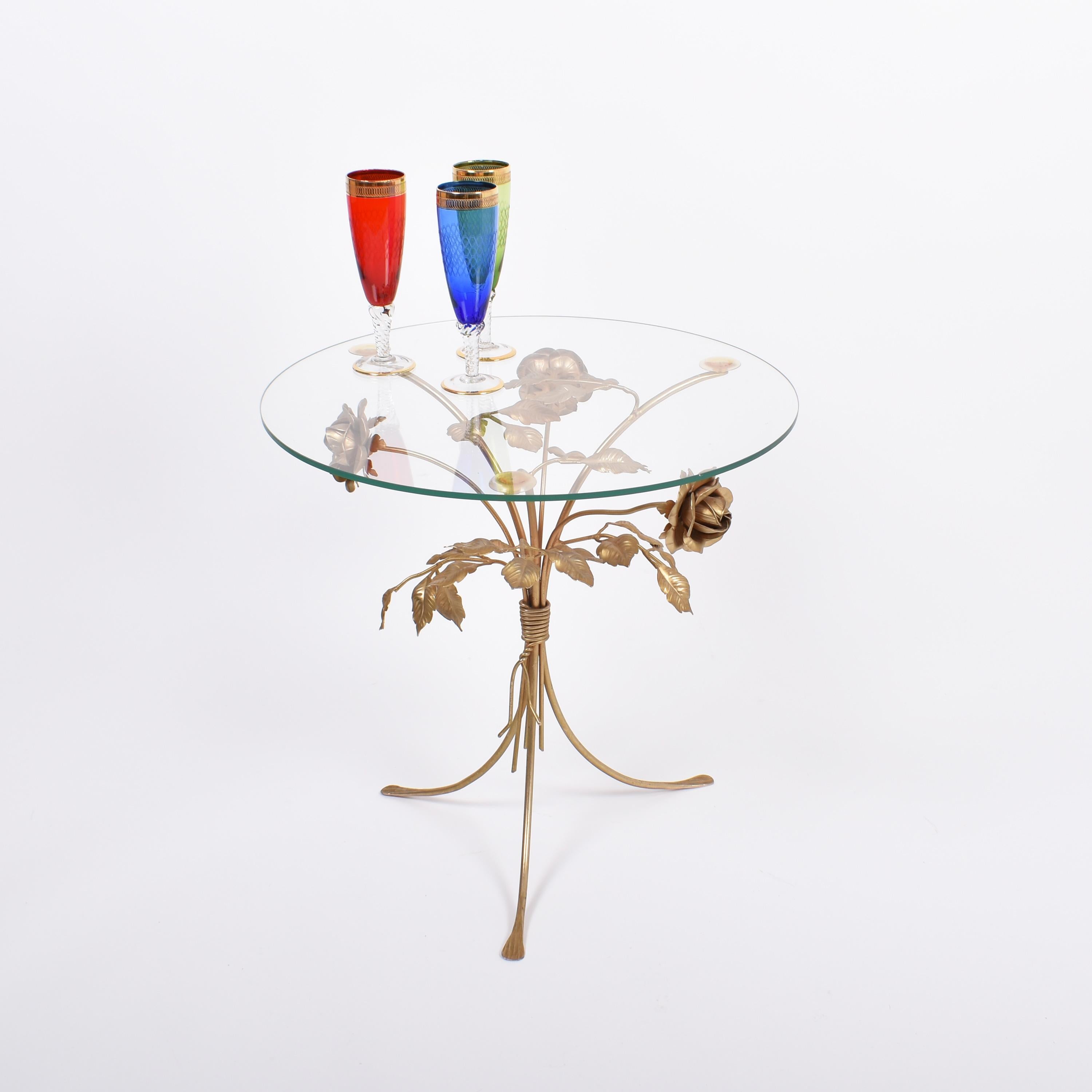 Table ou Guéridon à fleurs dorées Hans Kögl Modernity Bon état - En vente à Le Grand-Saconnex, CH