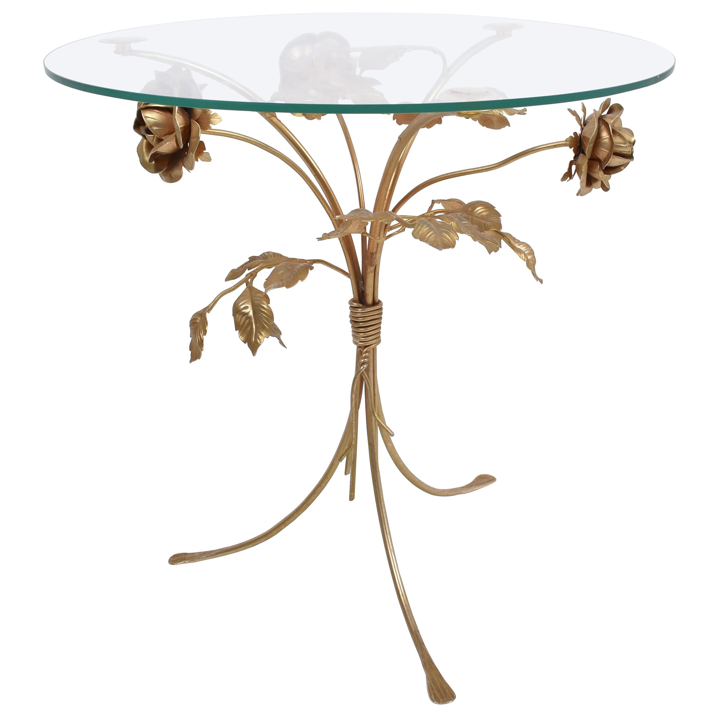 Table ou Guéridon à fleurs dorées Hans Kögl Modernity en vente