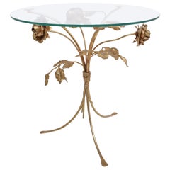 Table ou Guéridon à fleurs dorées Hans Kögl Modernity